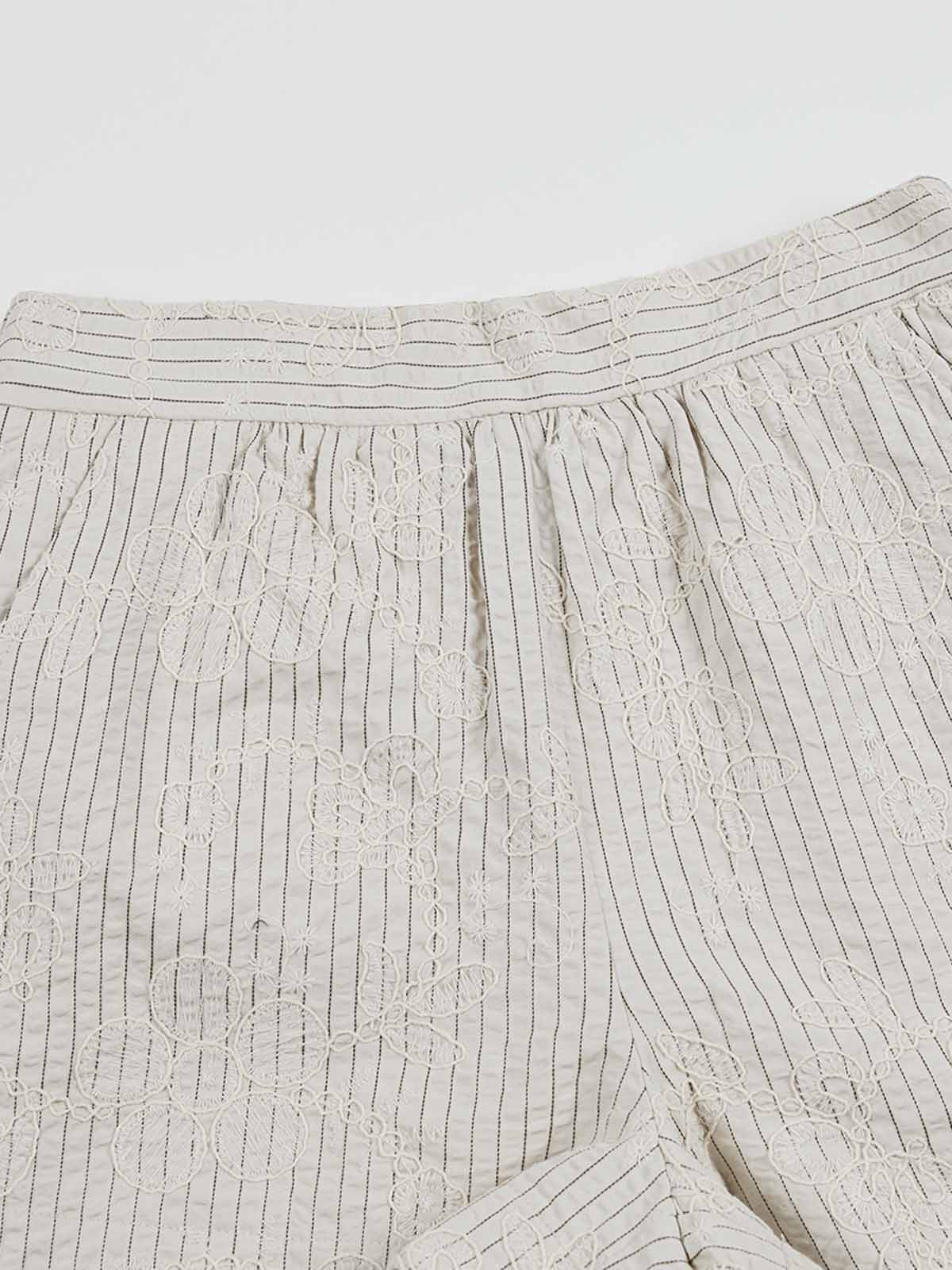 Striped Embroidered Shorts