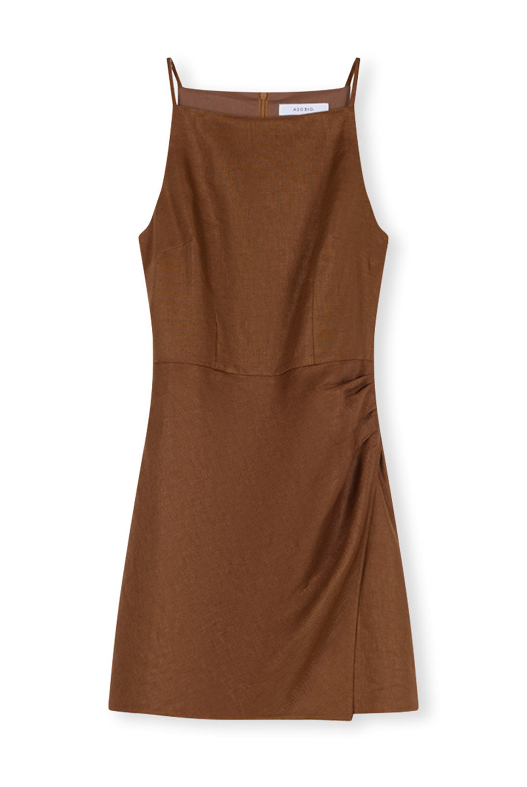 ASOBIO 100% Linen Faux-Wrap Mini Dress