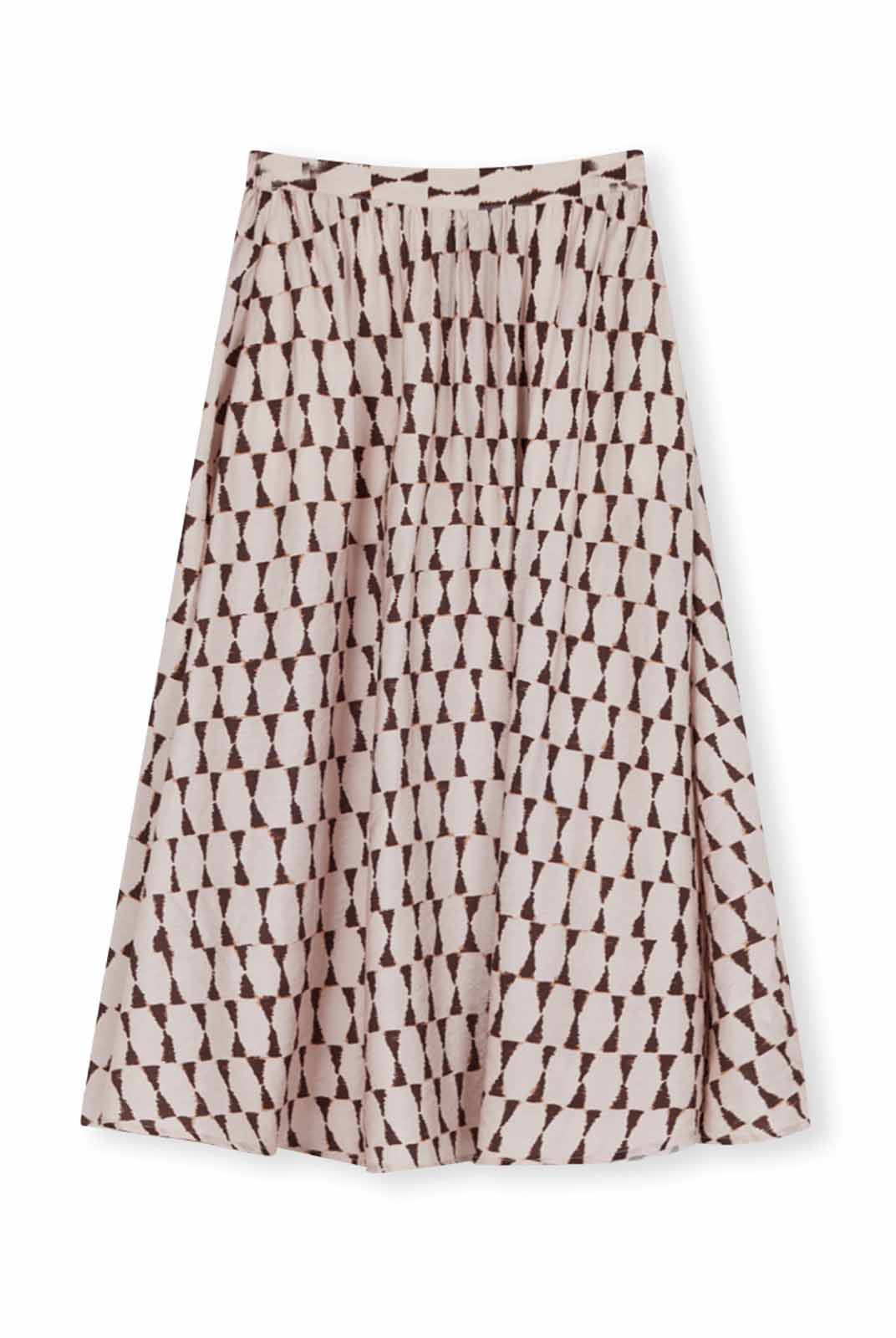 Linen-Blend A-Line Midi Skirt