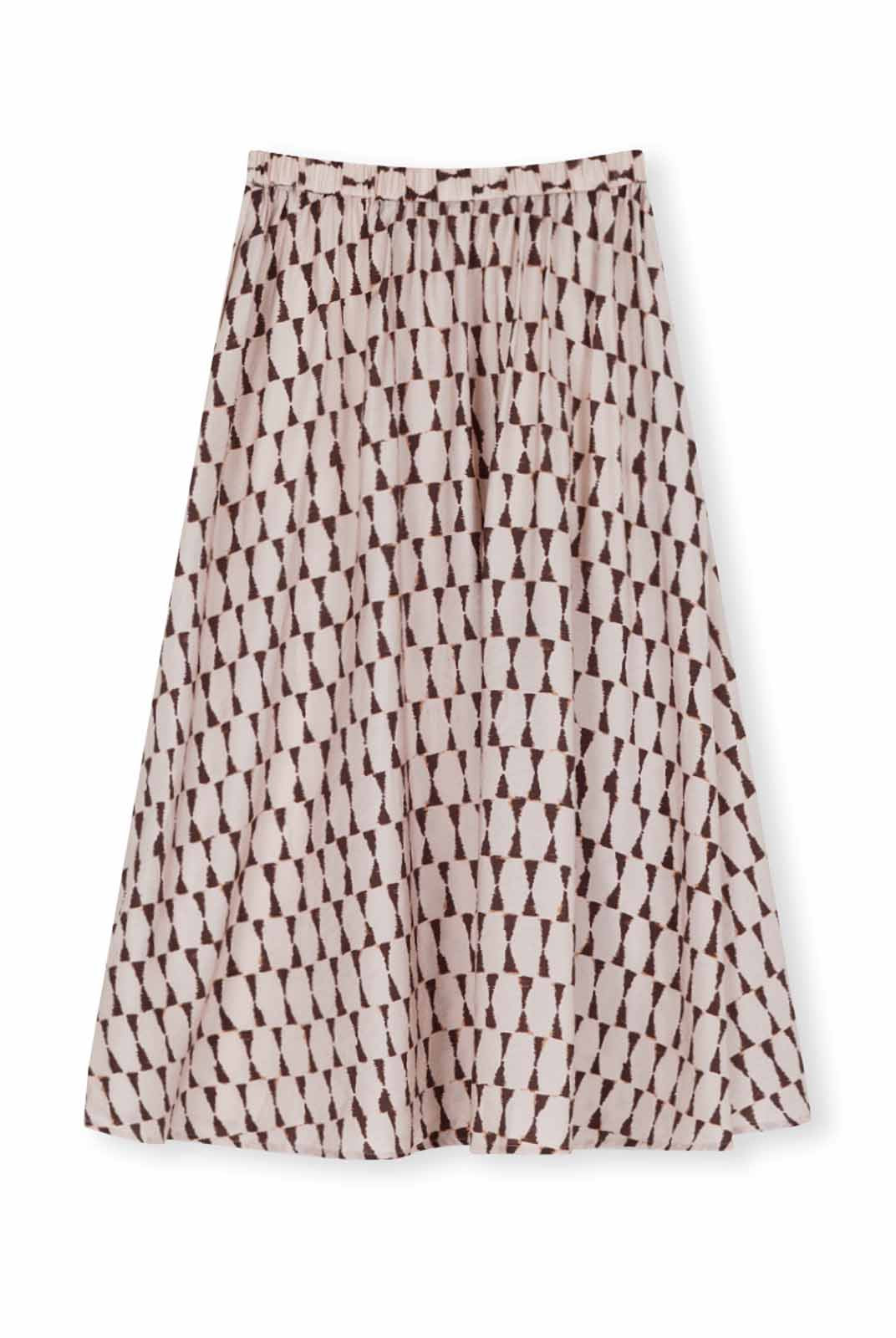 Linen-Blend A-Line Midi Skirt