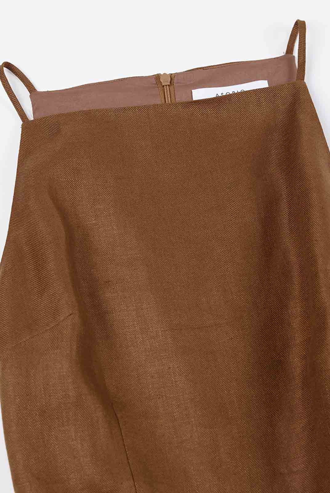 ASOBIO 100% Linen Faux-Wrap Mini Dress