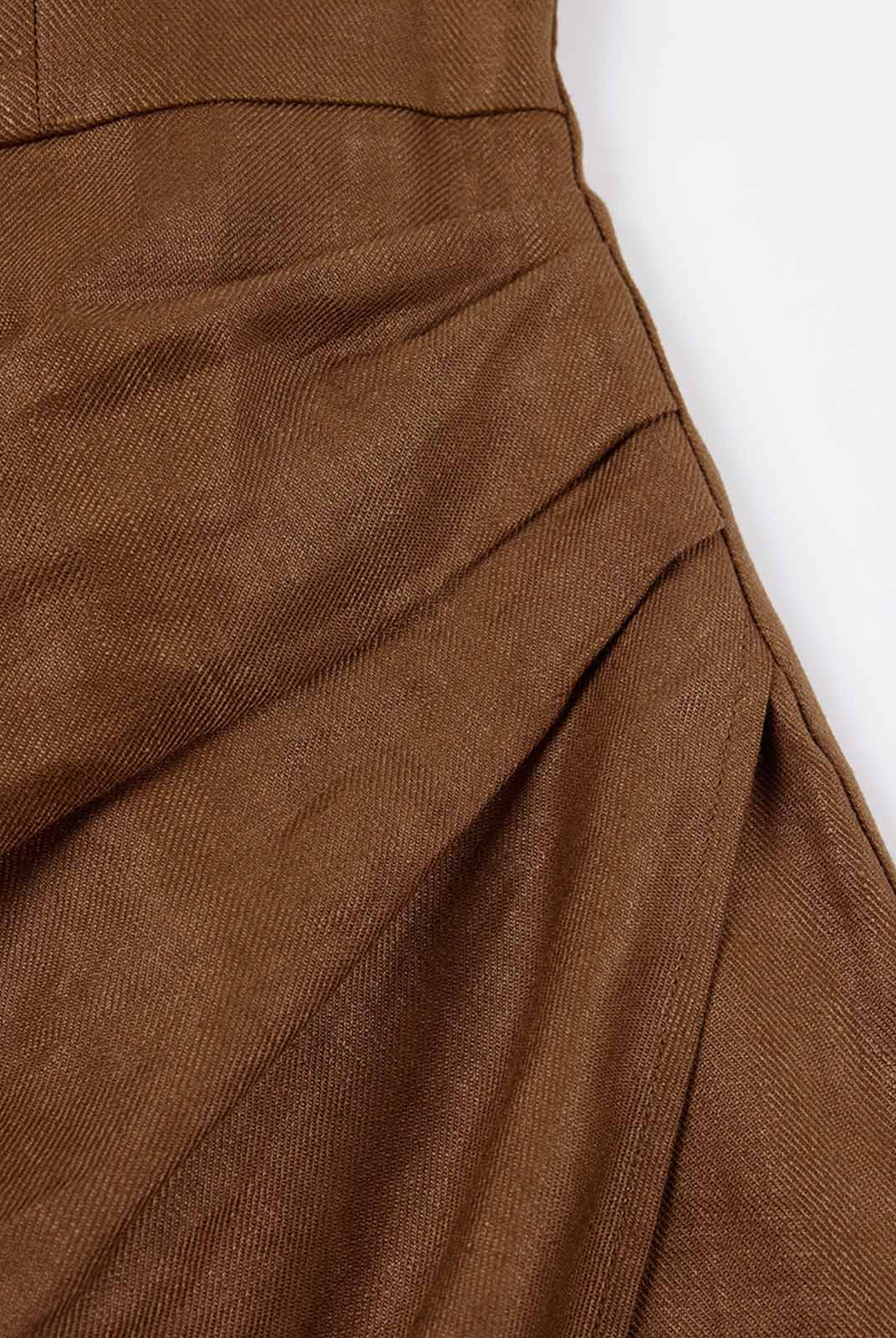 ASOBIO 100% Linen Faux-Wrap Mini Dress