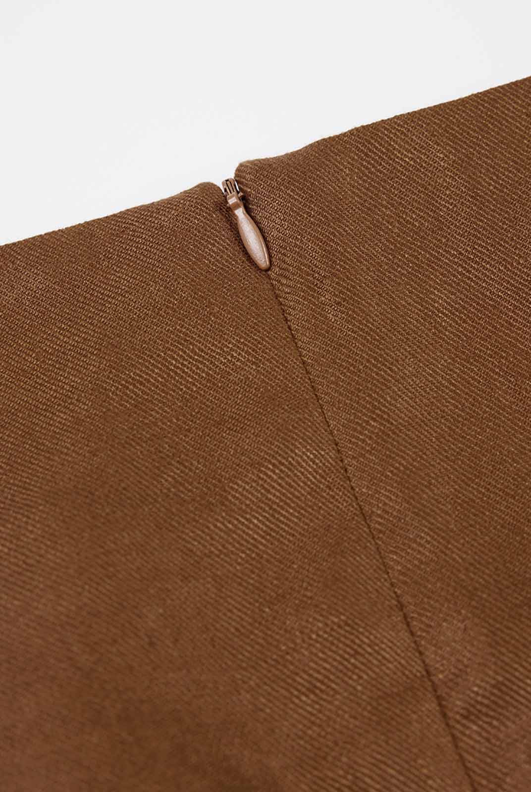 ASOBIO 100% Linen Faux-Wrap Mini Dress