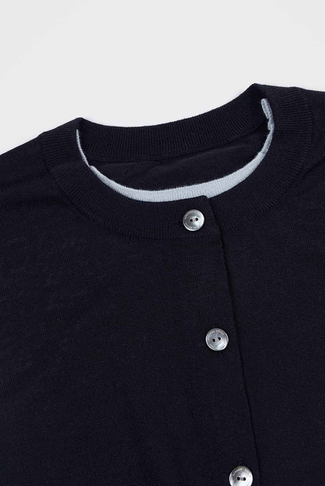 Wool Blend Layered Look Knit Cardigan