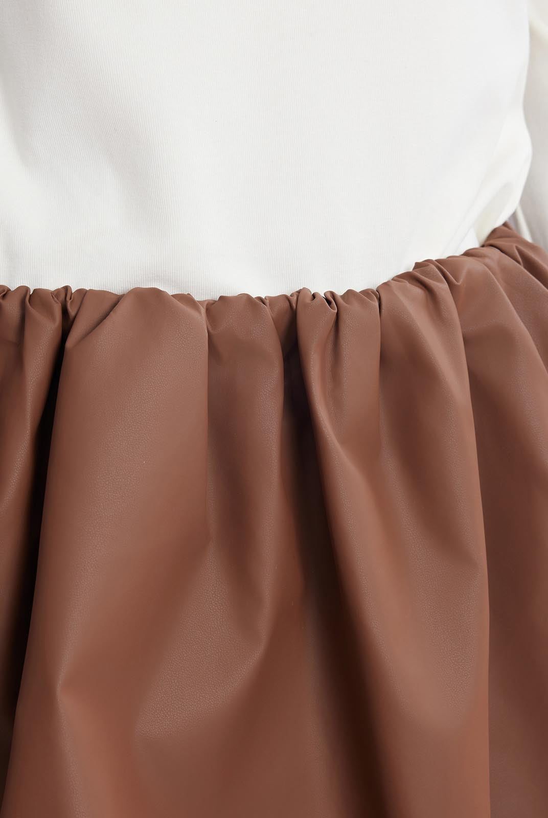 ASOBIO Faux Leather Bubble Hem Mini Skort