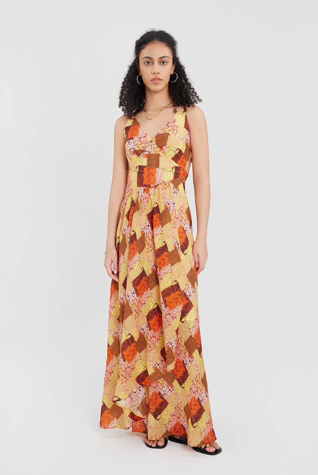 ASOBIO Printed Strappy Maxi Dress