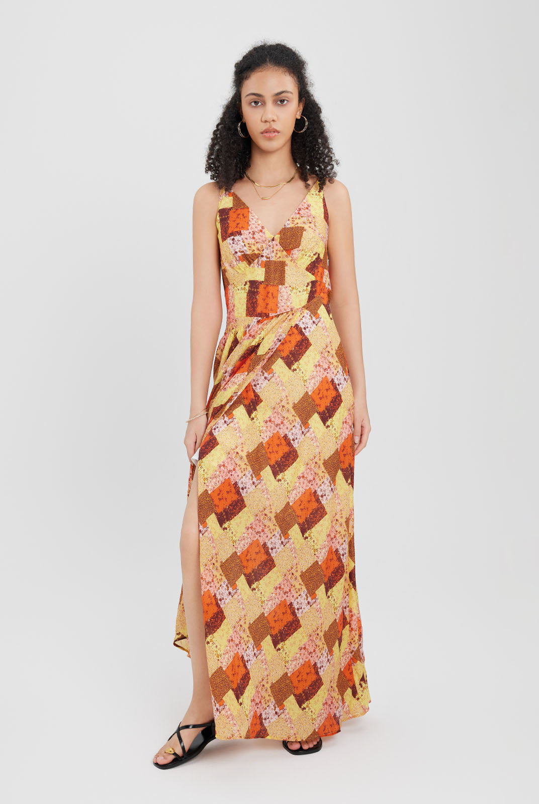 ASOBIO Printed Strappy Maxi Dress