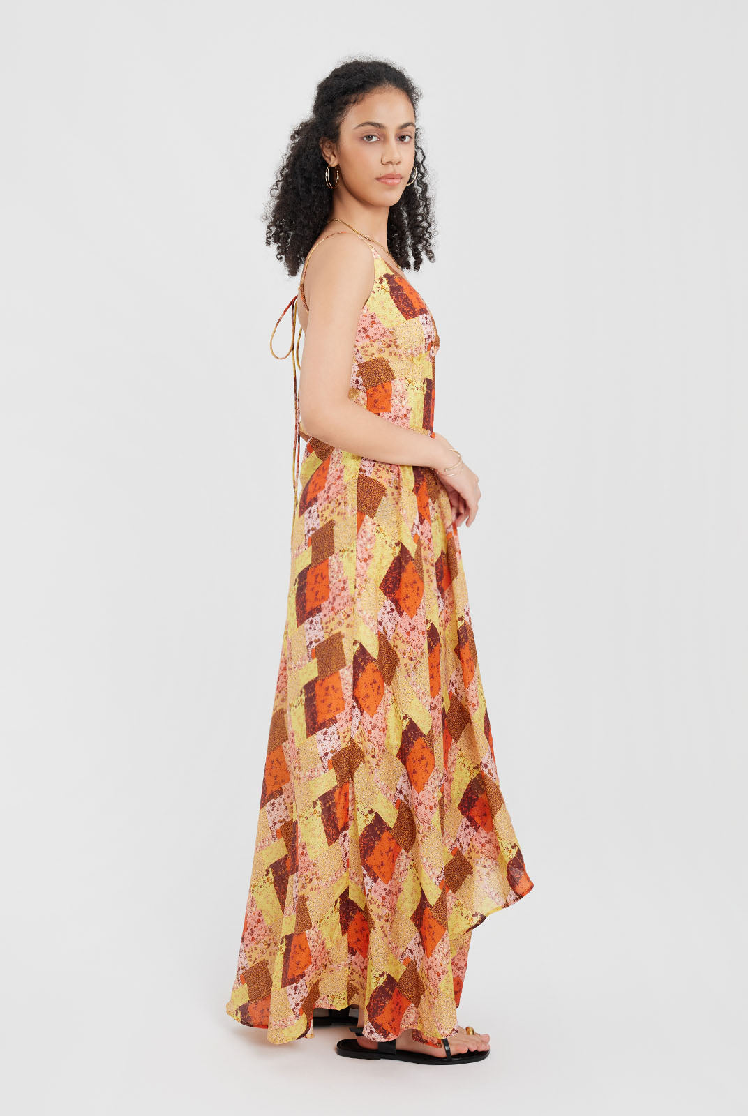 ASOBIO Printed Strappy Maxi Dress