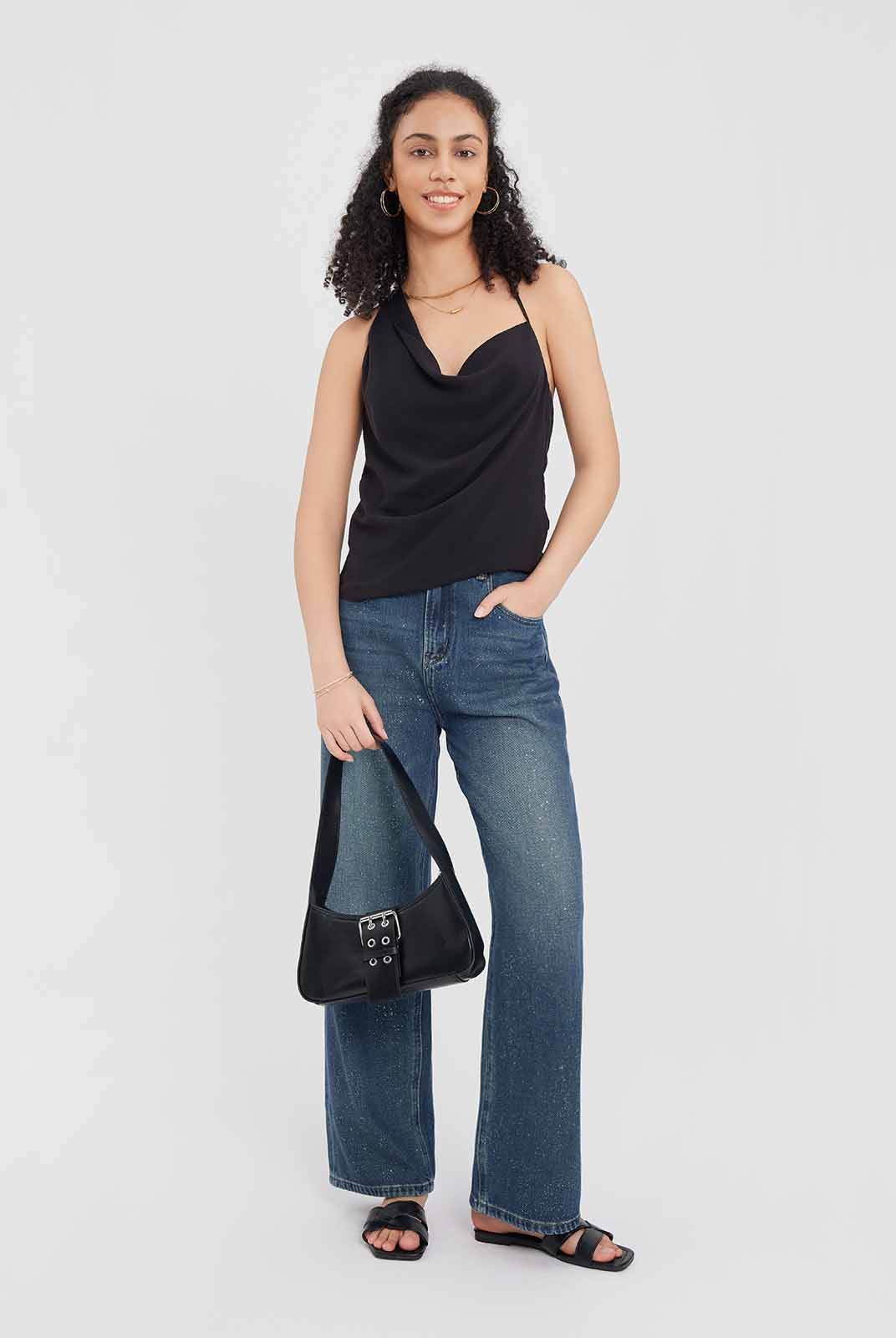 ASOBIO Asymmetric Draped Chiffon Cami