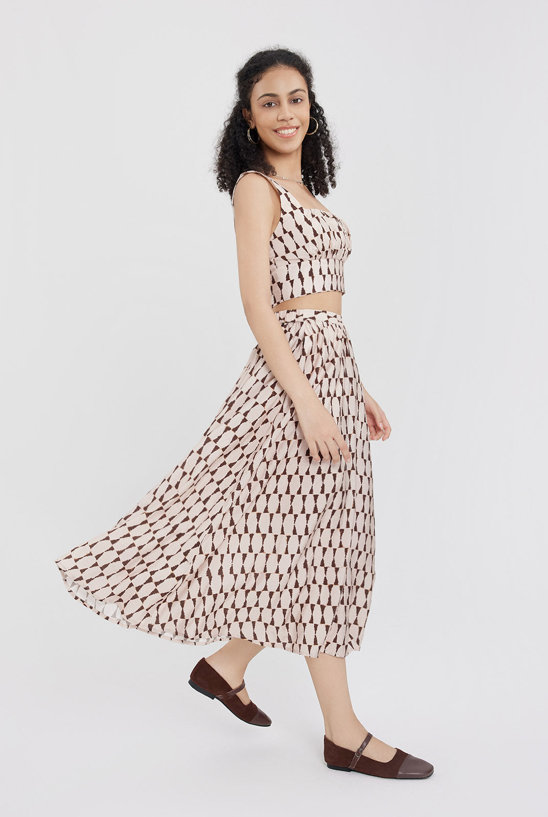 ASOBIO Smocked Square-Neck Top