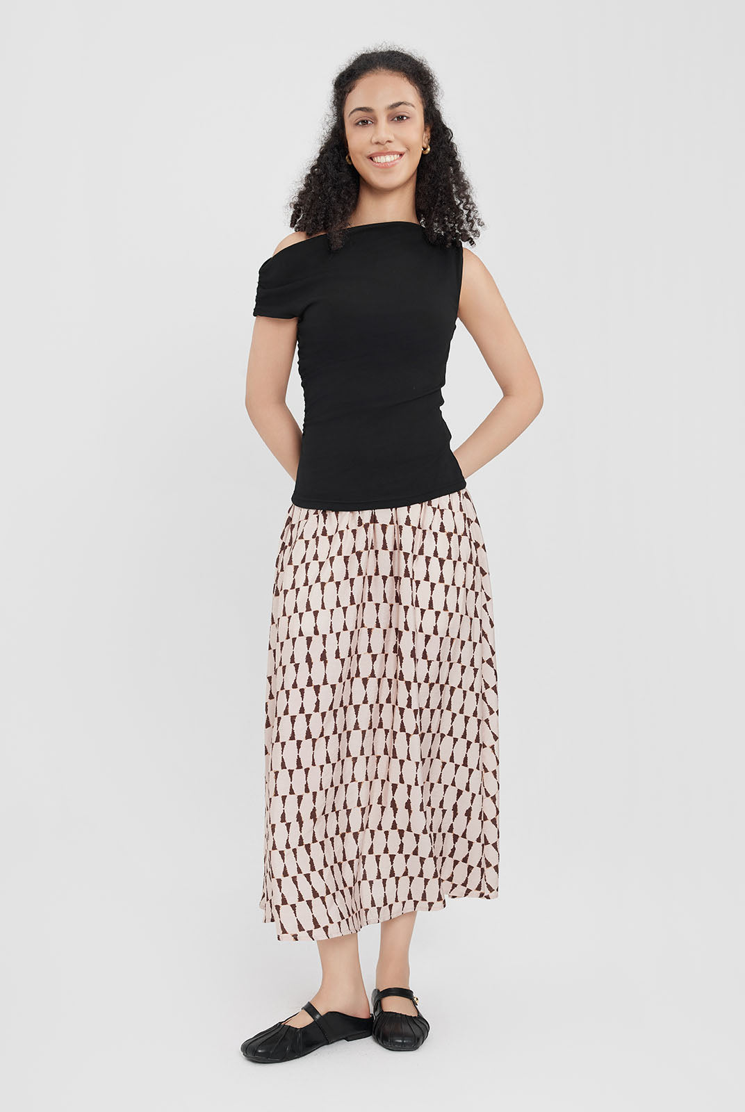 Ruched One-Shoulder Knit Top