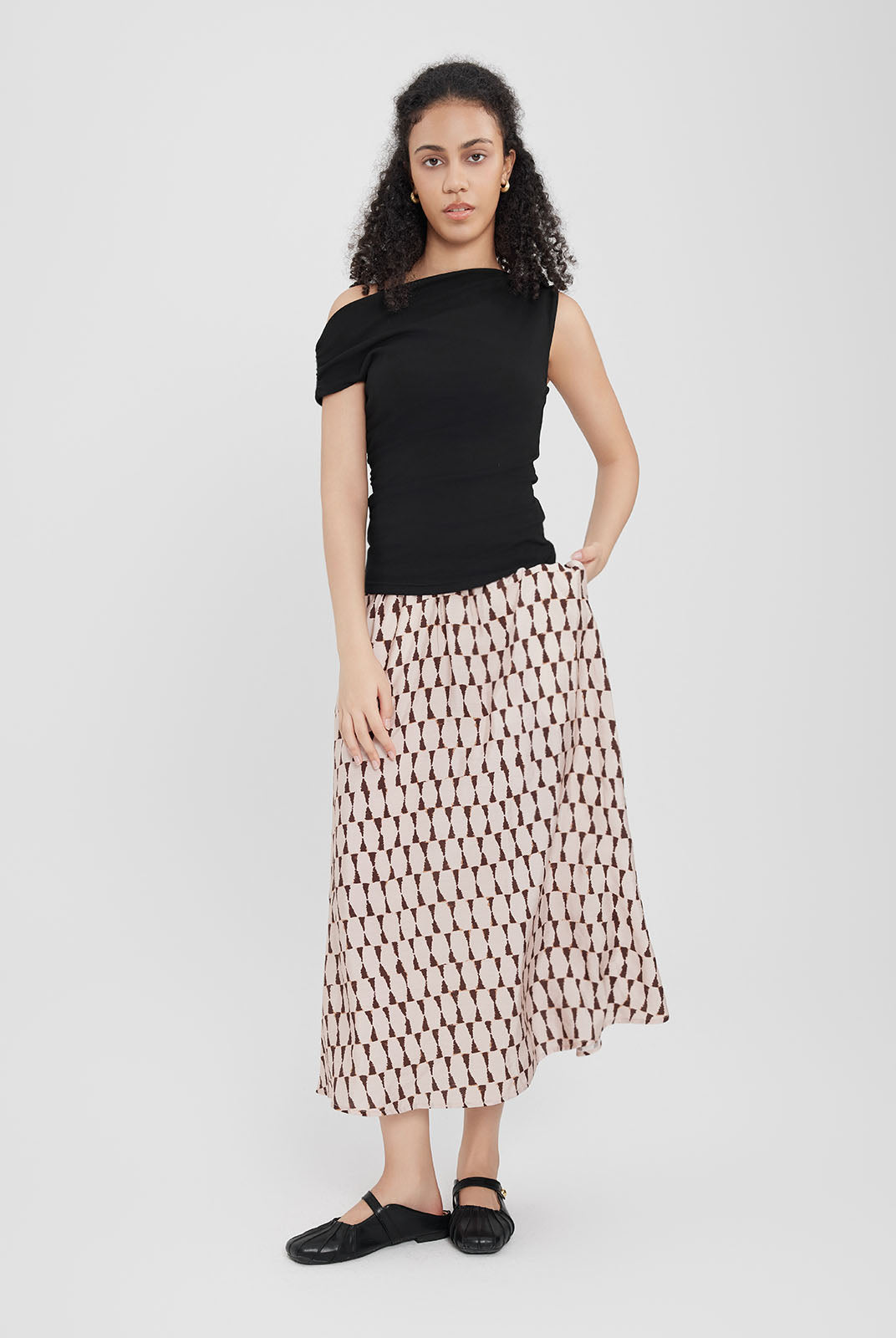 Ruched One-Shoulder Knit Top