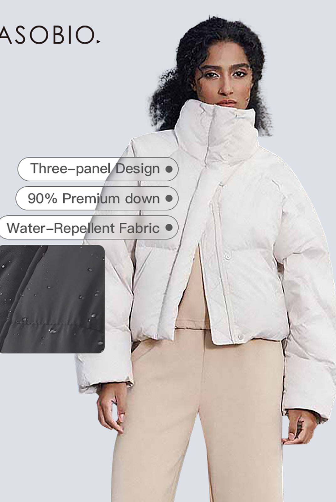 ASOBIO Water-Repellent Stand Collar Puffer