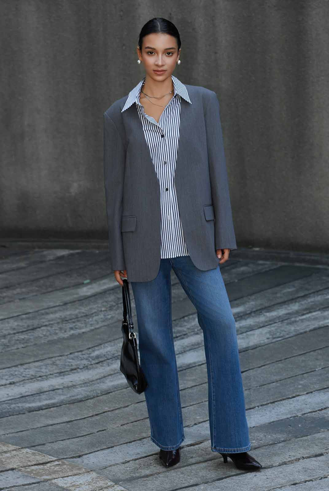 ASOBIO Detachable Collar Relaxed Blazer