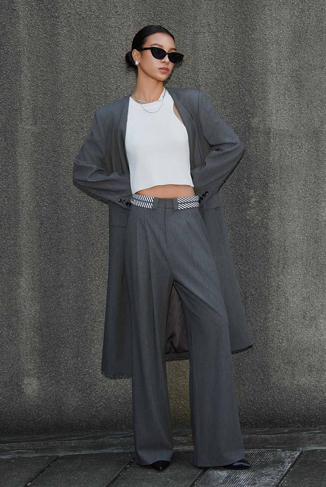 ASOBIO Collarless Open Blazer