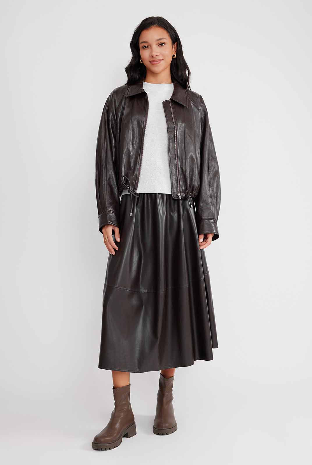 ASOBIO Vegan Leather Oversized Jacket