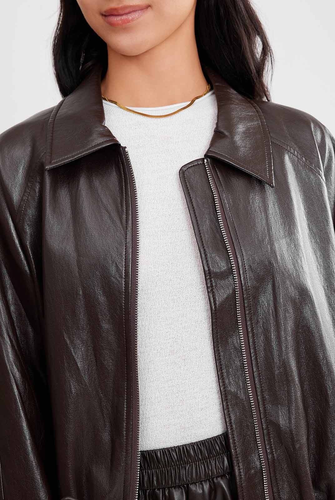 ASOBIO Vegan Leather Oversized Jacket