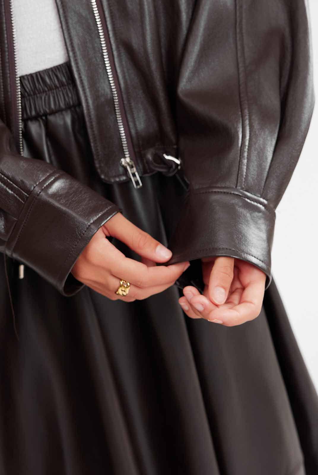 ASOBIO Vegan Leather Oversized Jacket
