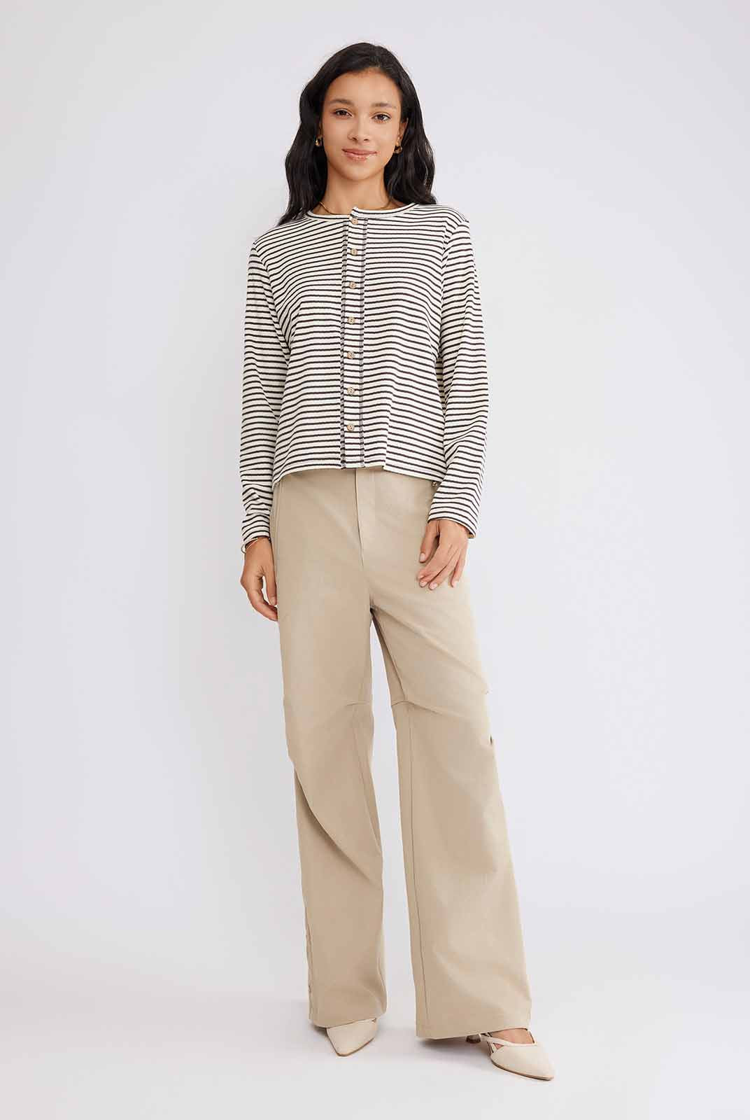 ASOBIO Striped Knit Cardigan