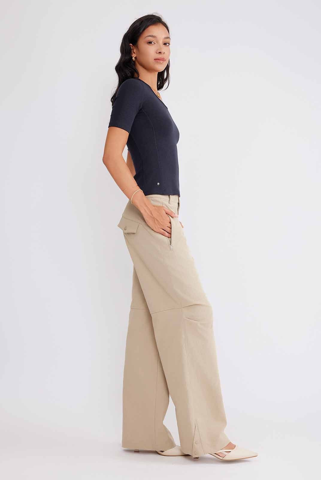 ASOBIO Wool Blend Short-Sleeve Top