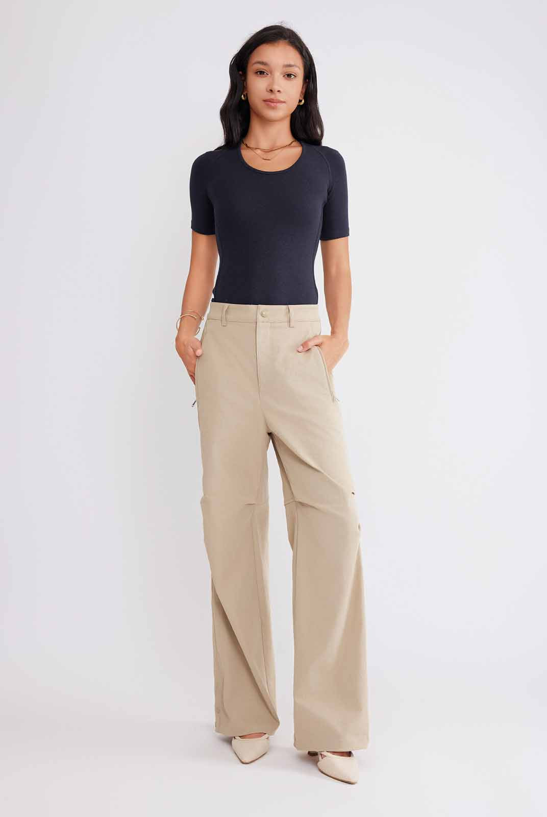 ASOBIO Wool Blend Short-Sleeve Top