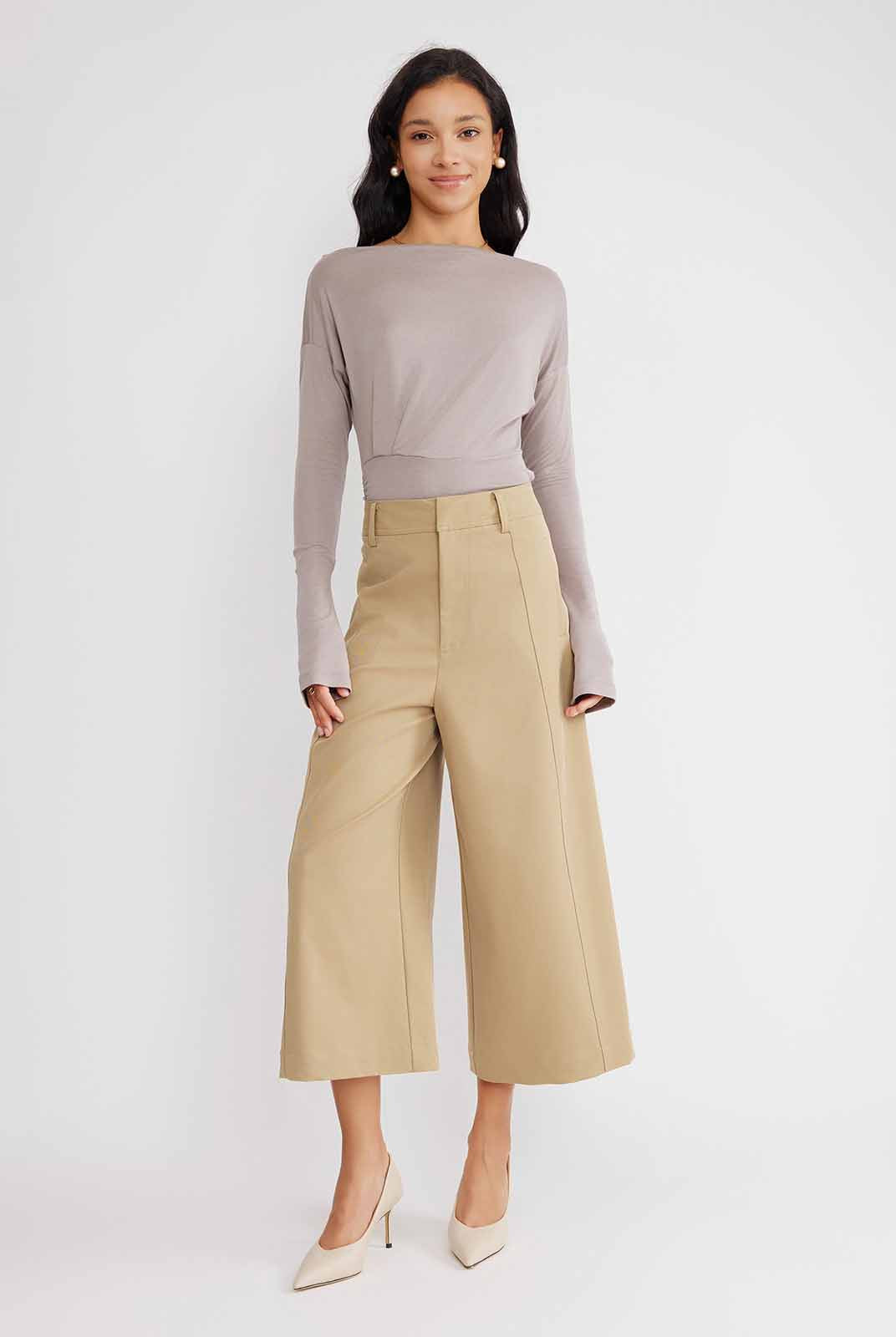 ASOBIO Wide-Leg Cropped Trousers