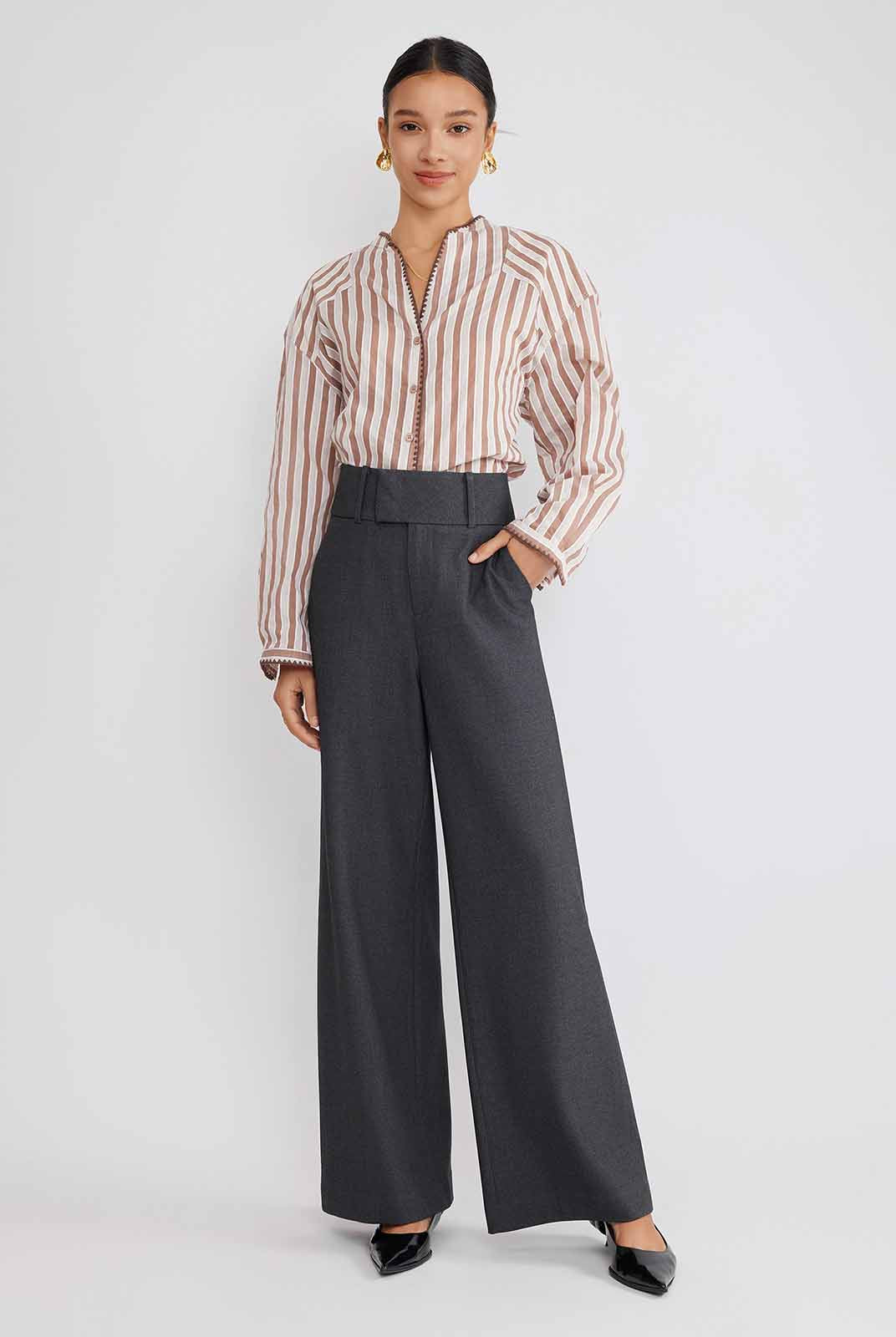 ASOBIO Wool Blend Wide-Leg Trousers