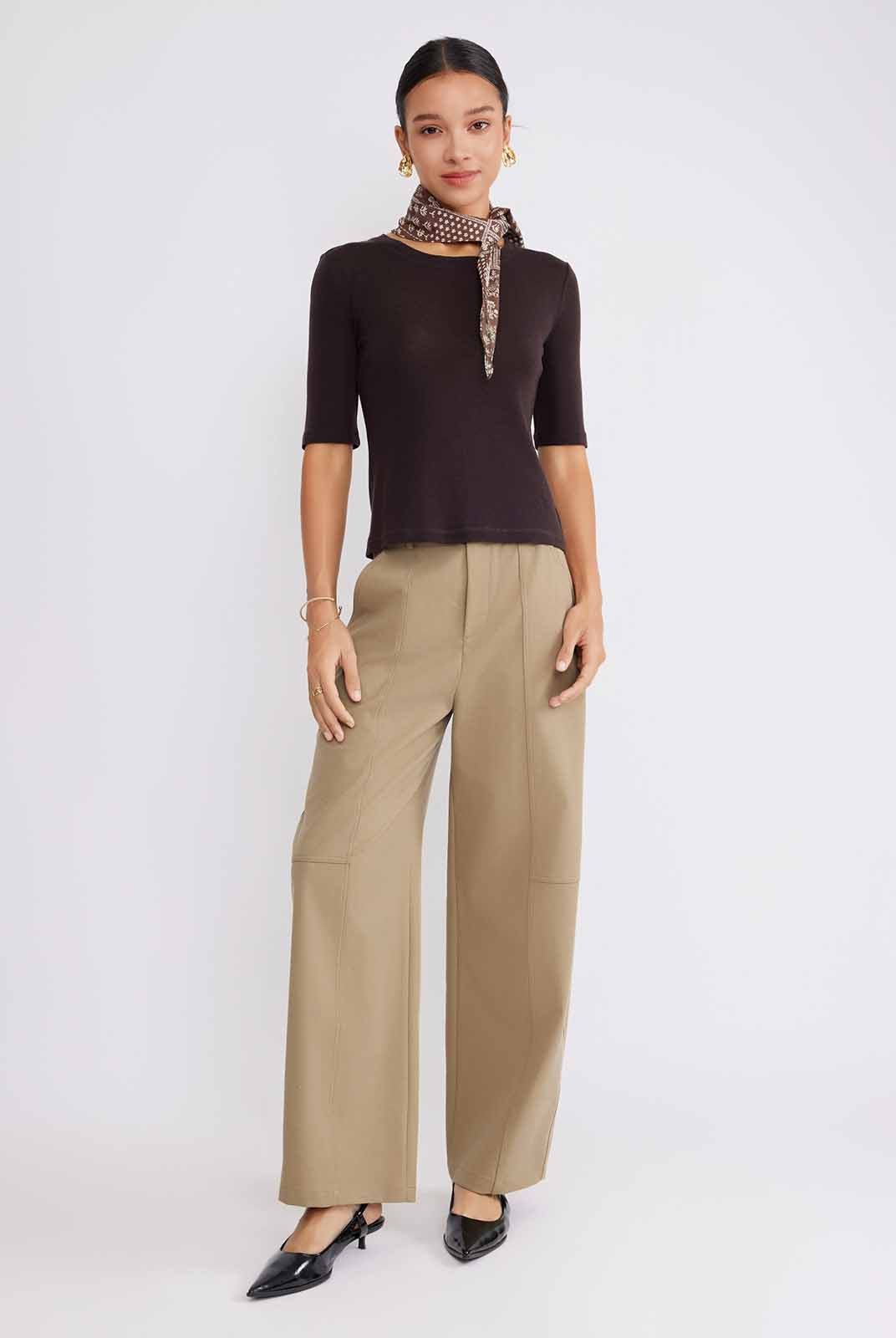 ASOBIO 100% Wool Cropped Knit T-Shirt & Scarf