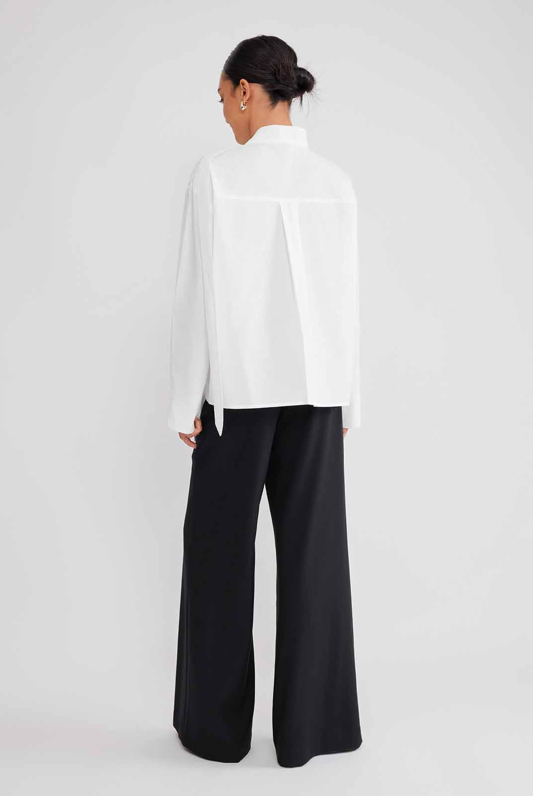 ASOBIO Button-Detail Tie-Neck Blouse