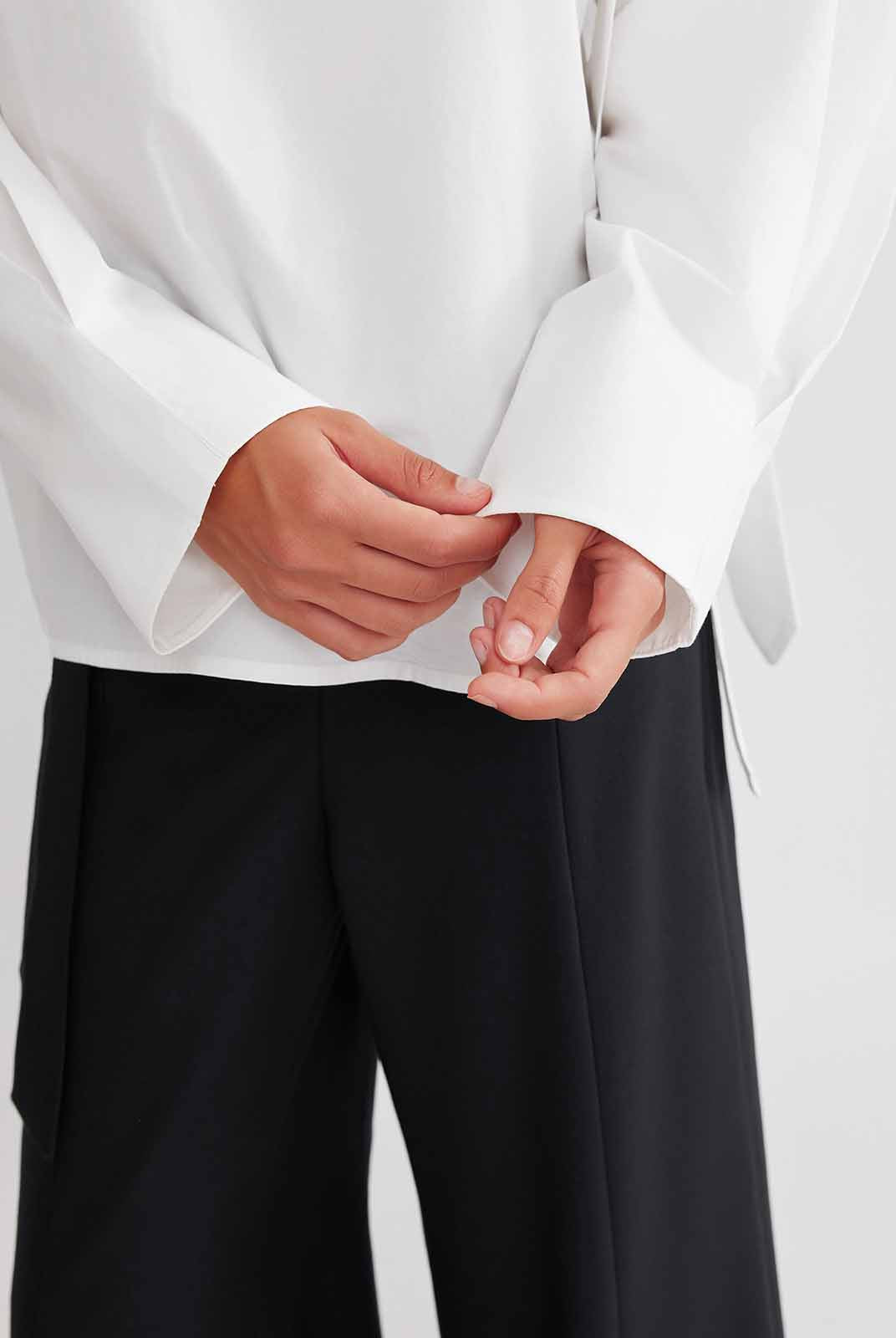 ASOBIO Button-Detail Tie-Neck Blouse