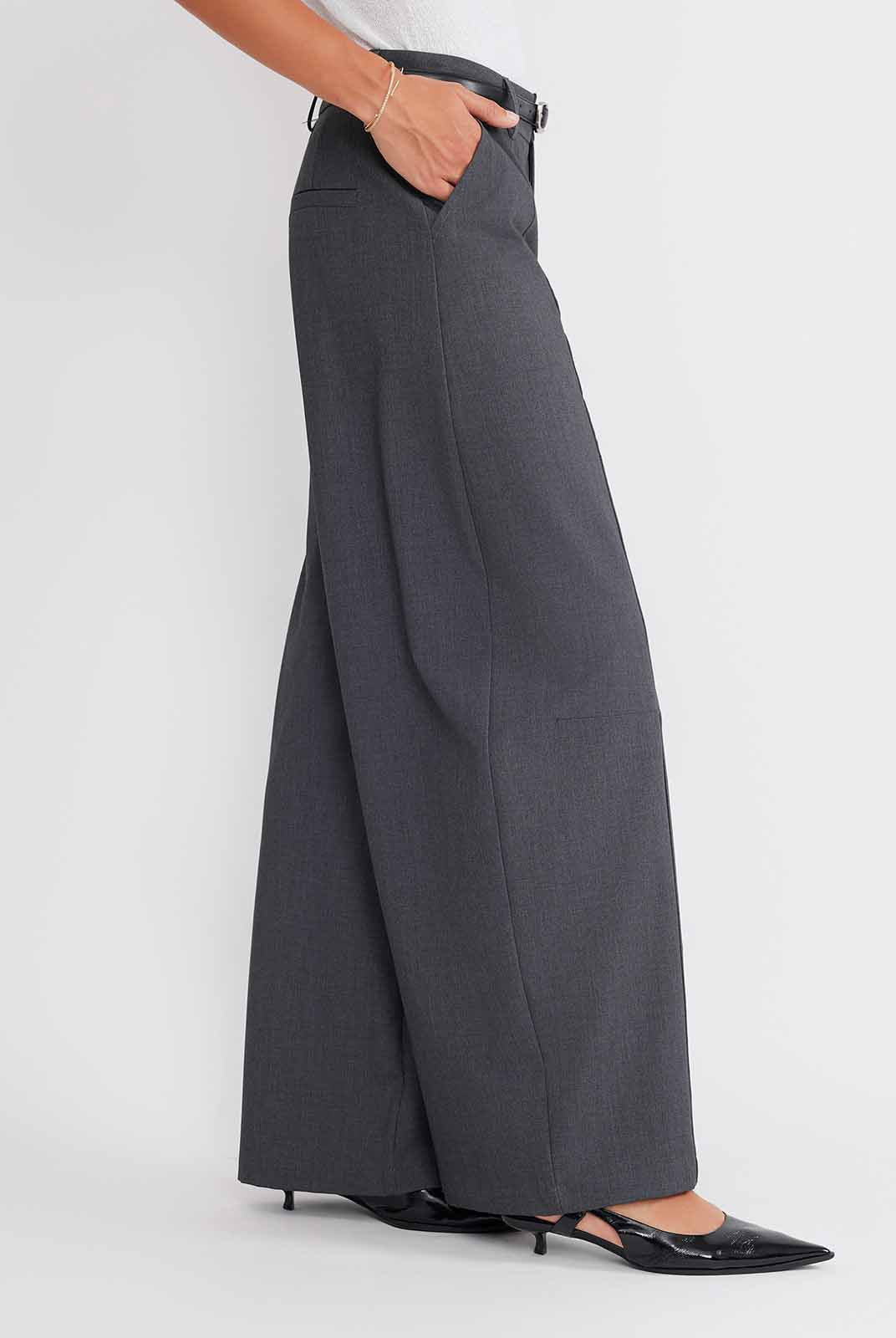 ASOBIO Wool Blend Barrel-Leg Pants