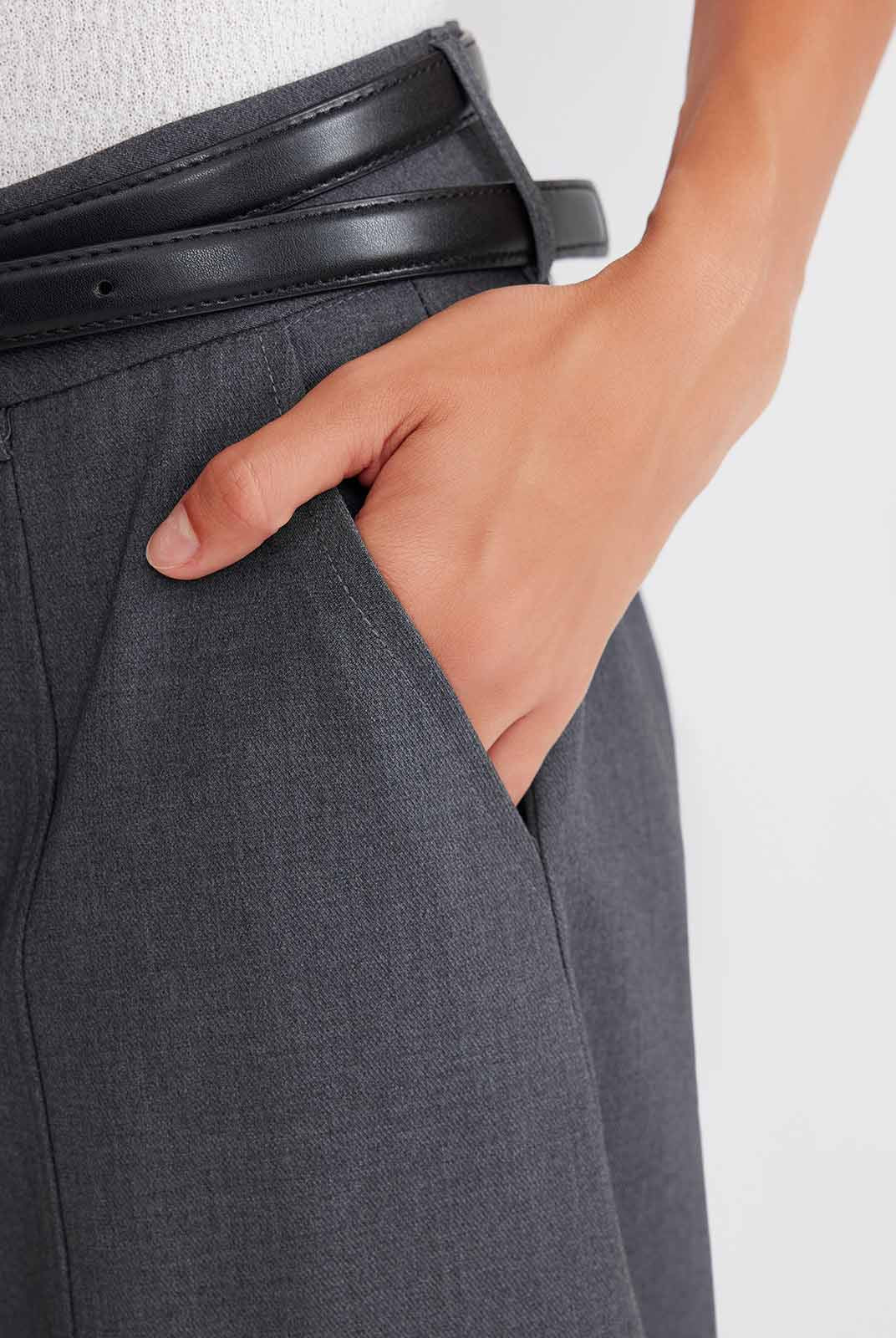 ASOBIO Wool Blend Barrel-Leg Pants