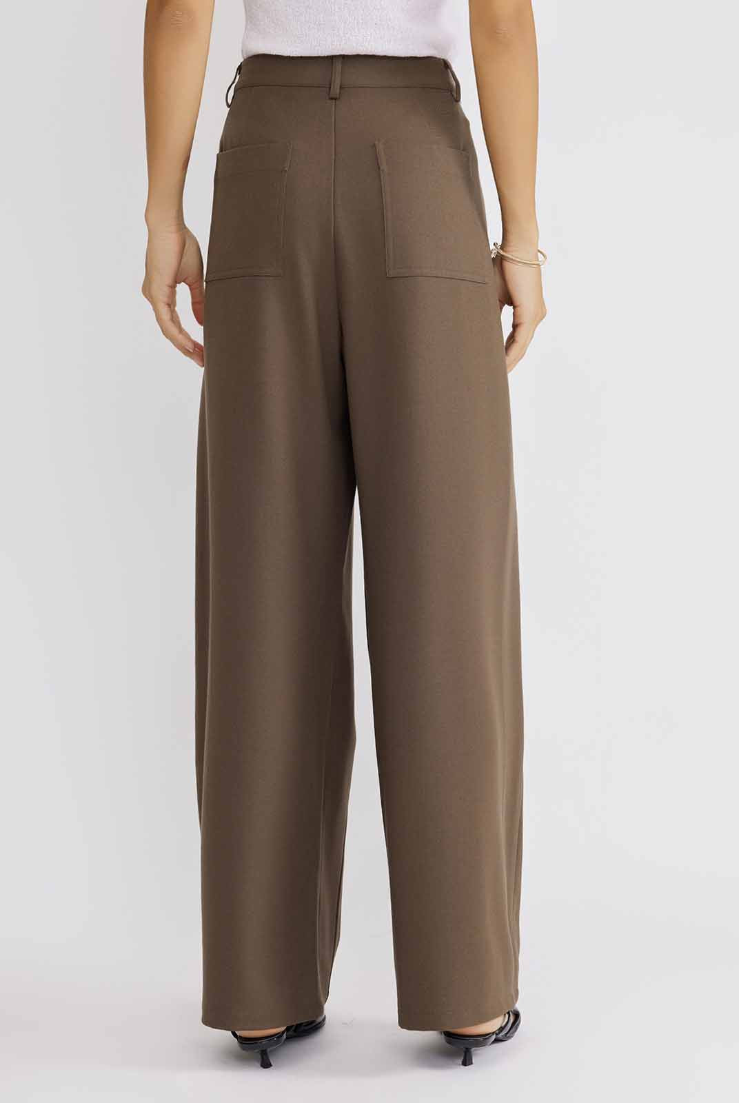 ASOBIO Flat-Waist Wide-Leg Trousers