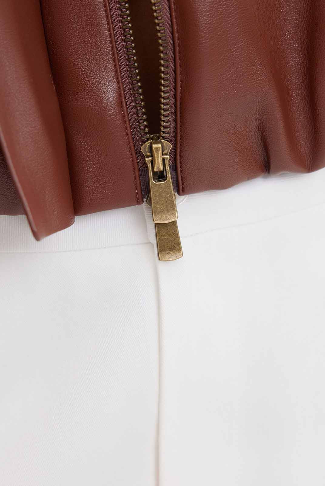 ASOBIO Cropped Faux Leather Jacket