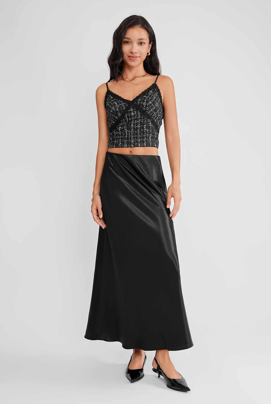 ASOBIO Satin Maxi Skirt