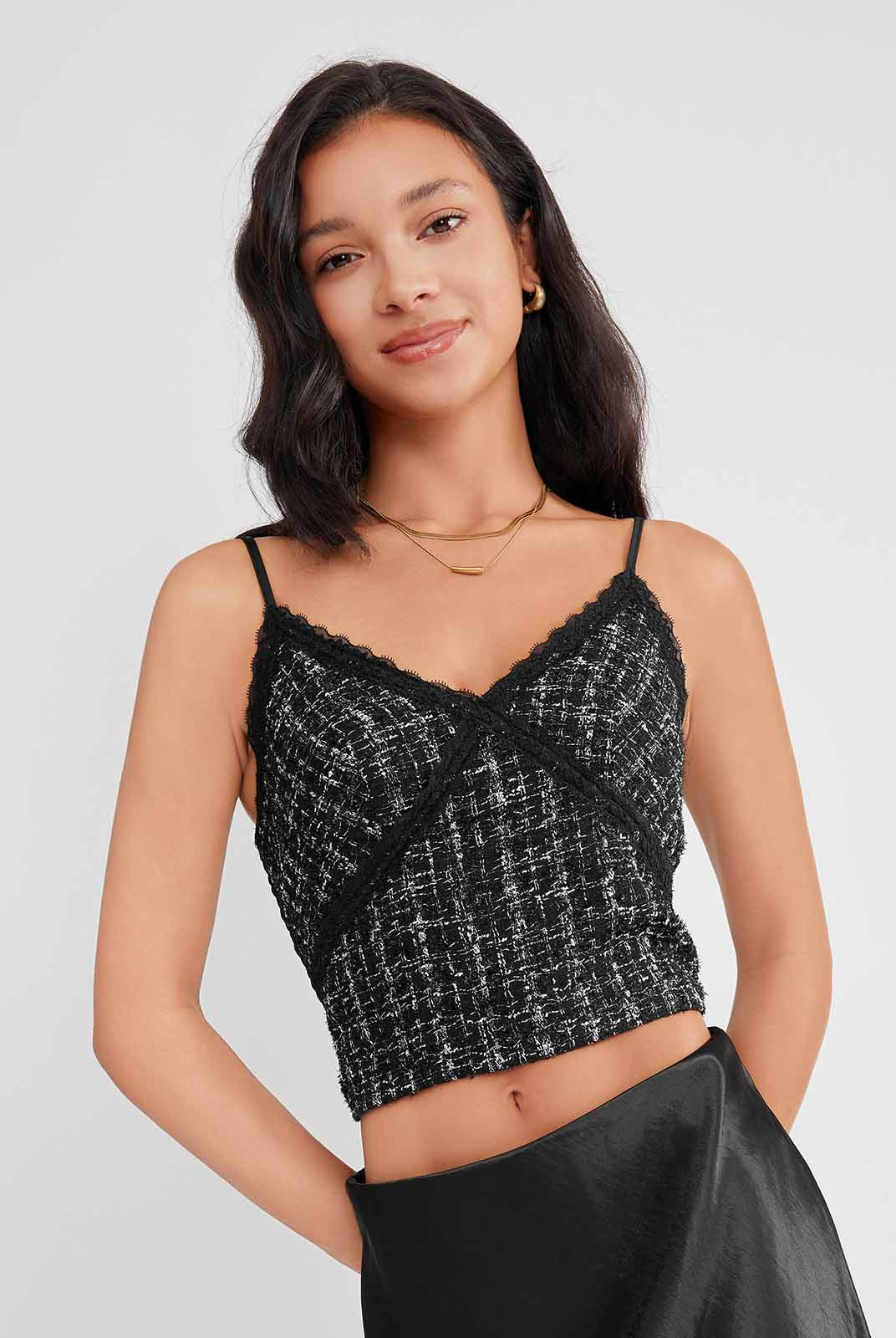 ASOBIO Tweed Camisole Top
