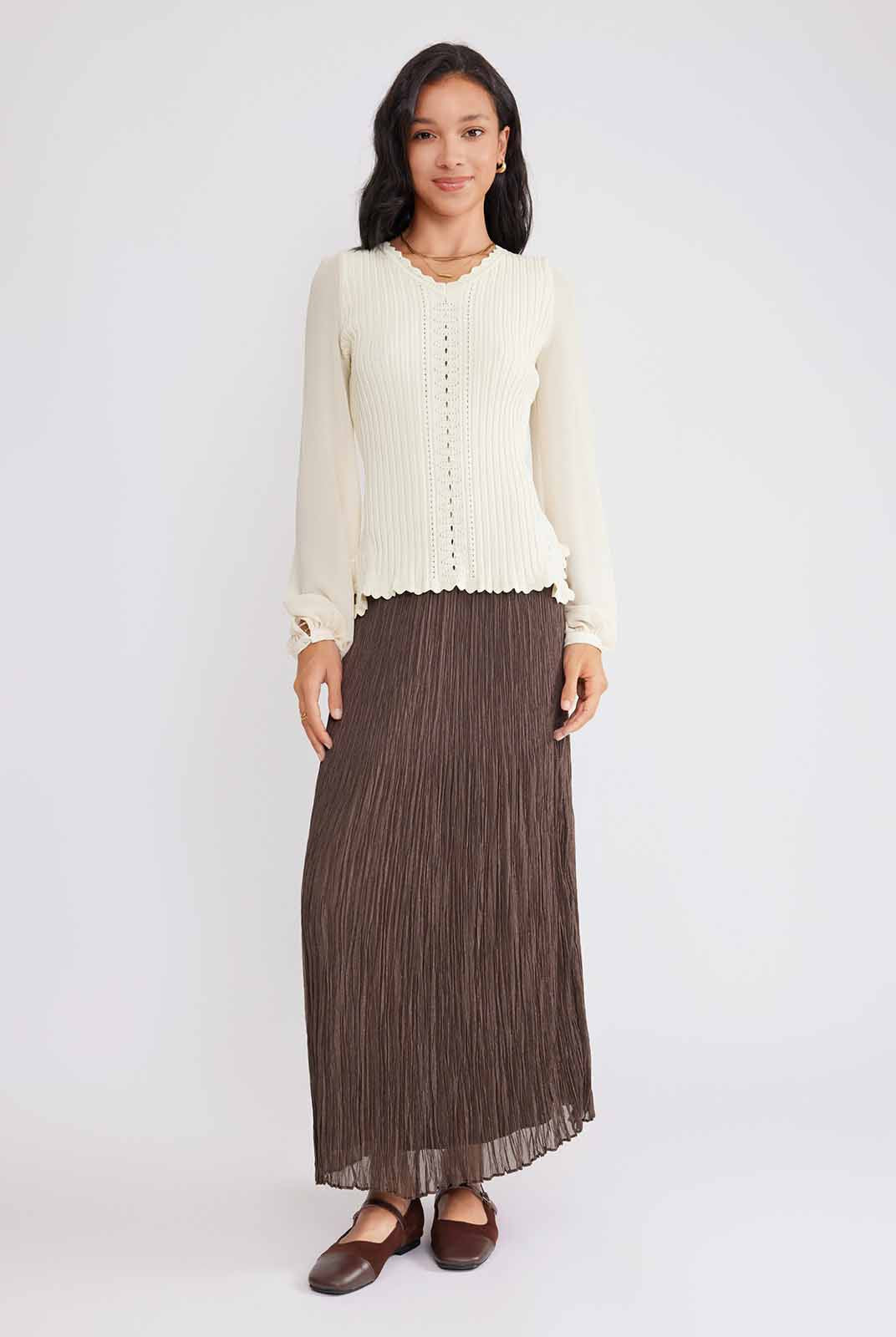 ASOBIO Knit Puff-Sleeve Top