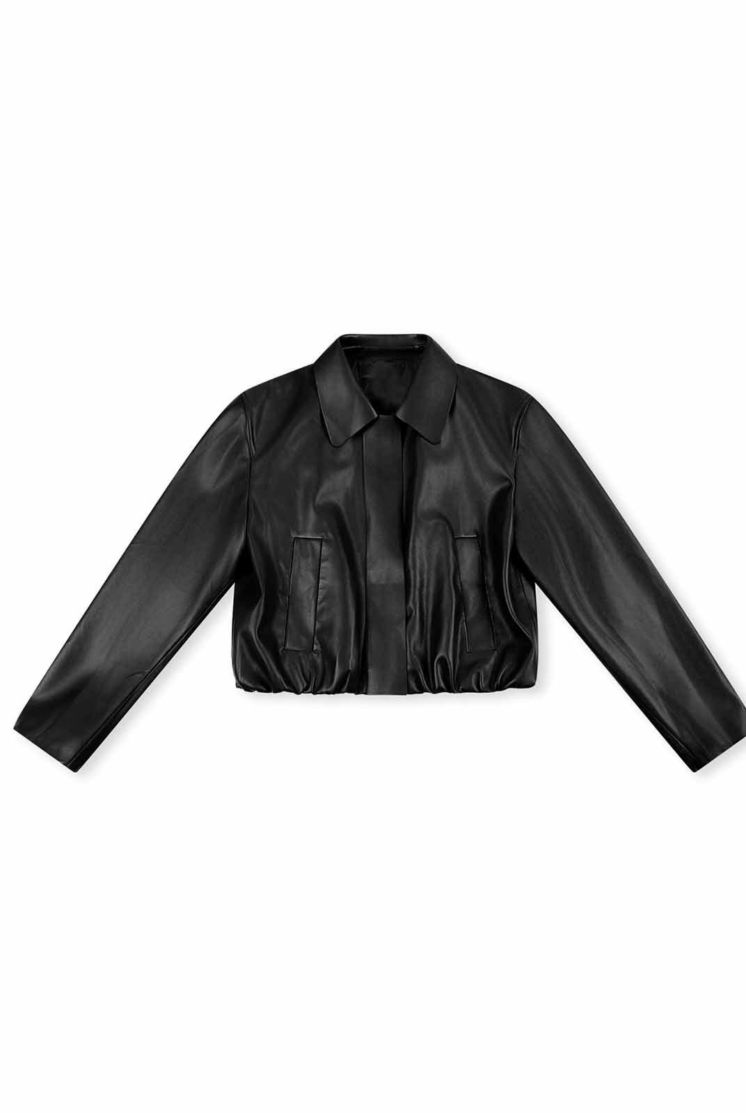 ASOBIO Cropped Faux Leather Jacket