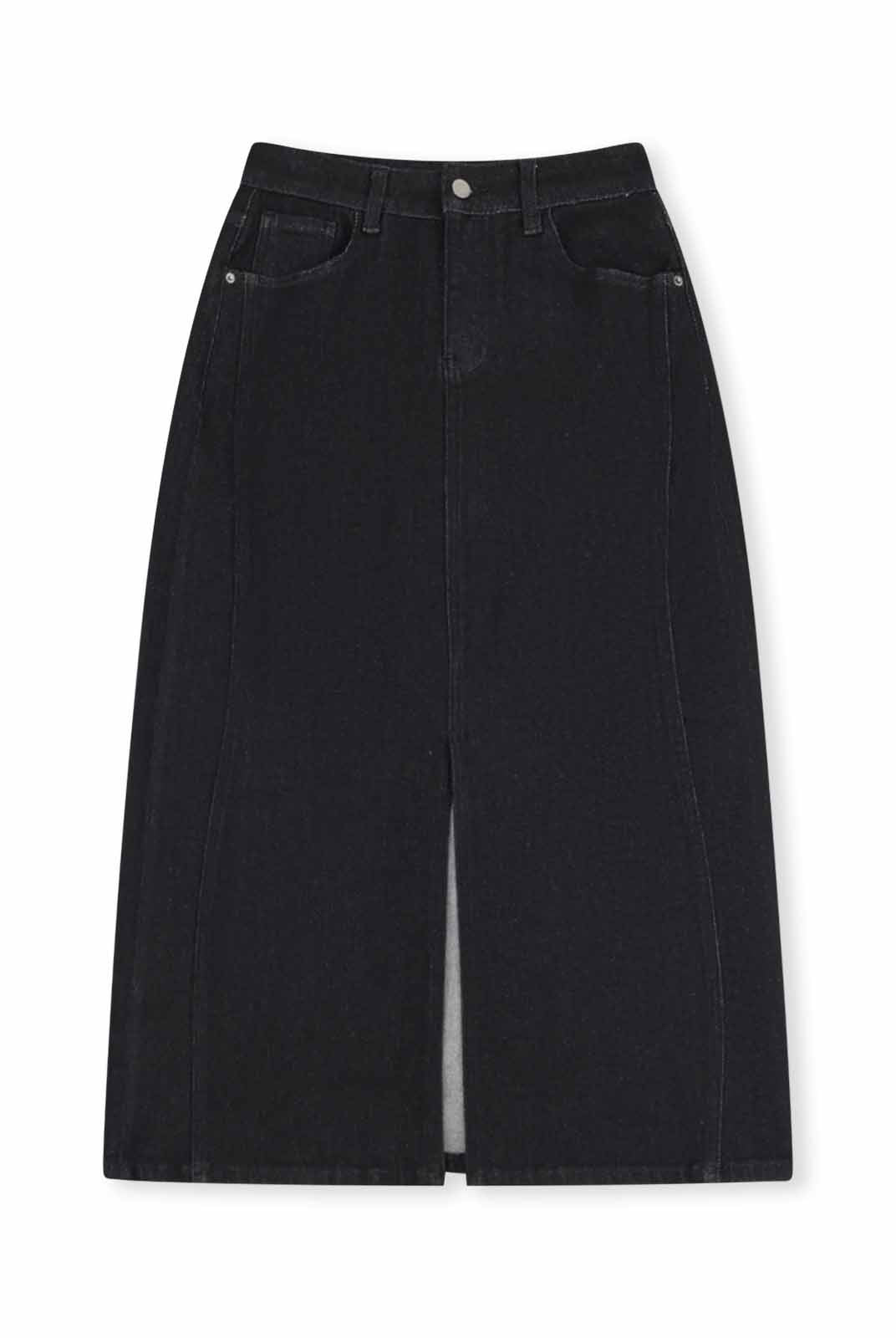 ASOBIO Stretch Denim Slit Midi Skirt