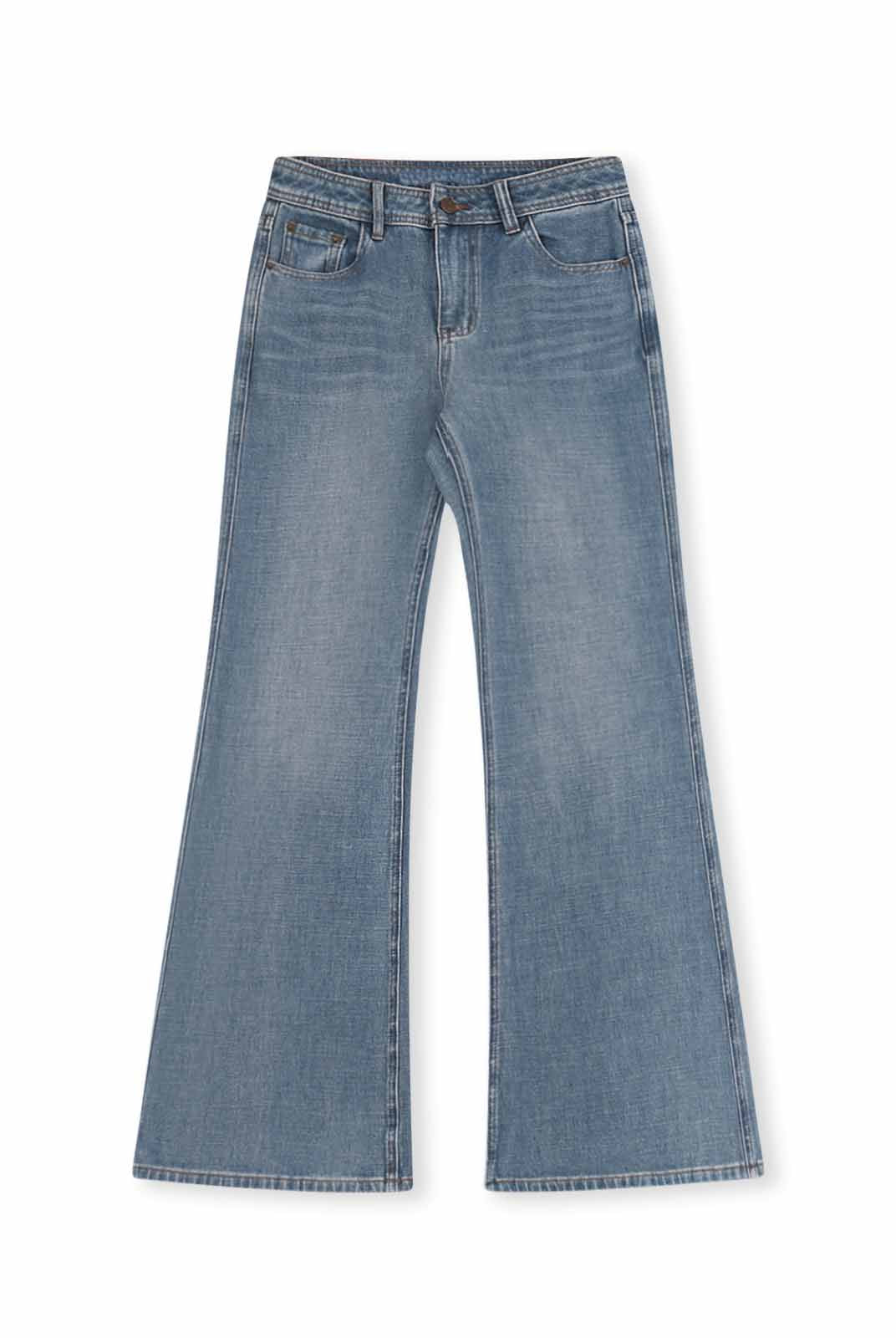 ASOBIO Mid-High Waist Flared Skinny Jeans