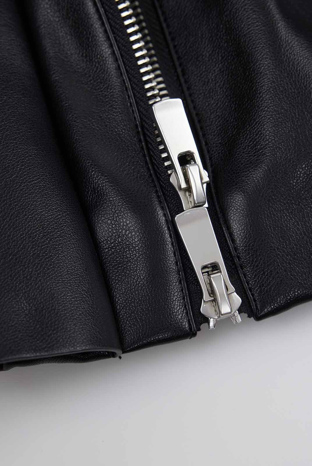 ASOBIO Cropped Faux Leather Jacket