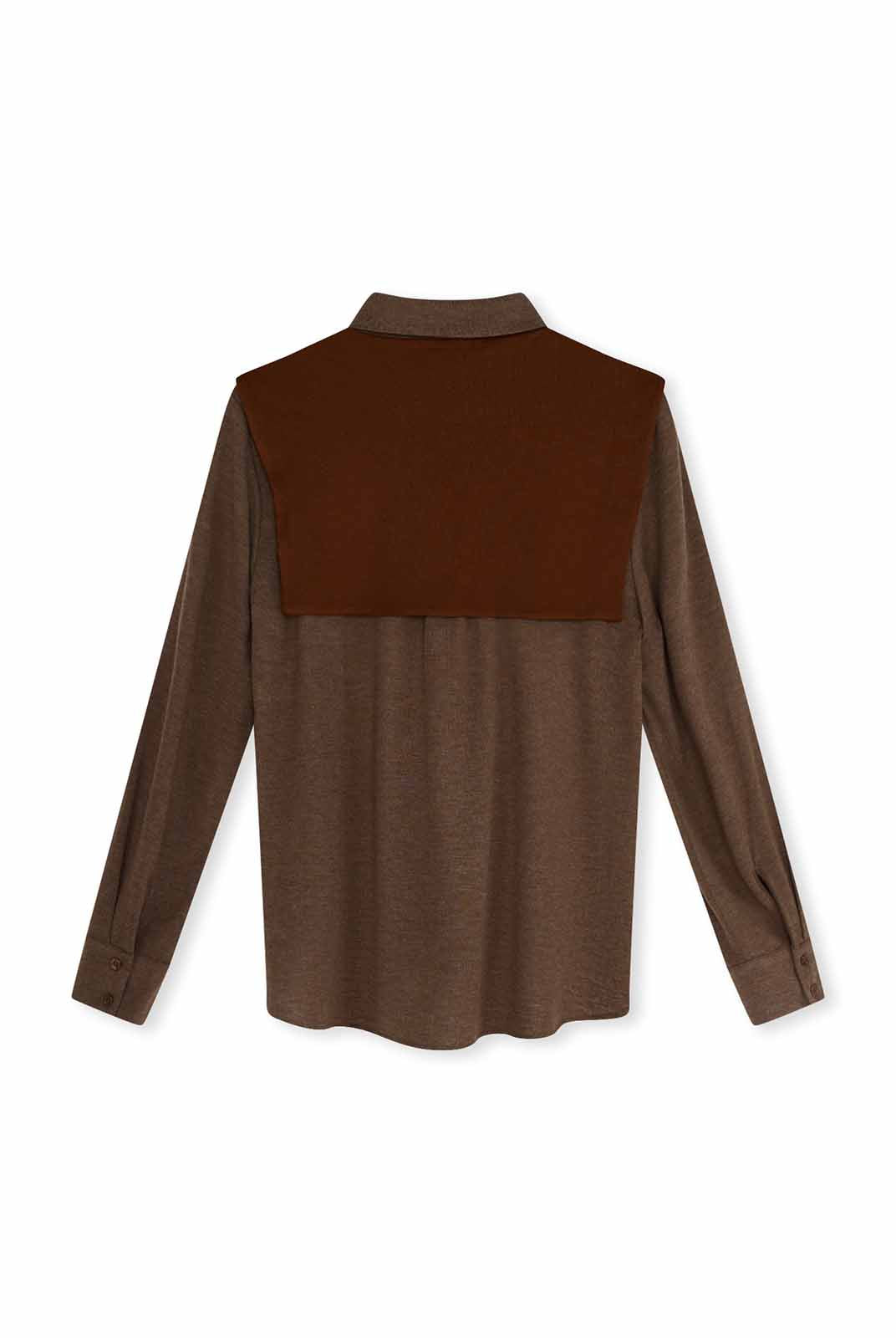 ASOBIO Wool-Blend Shirt with Shoulder Panel