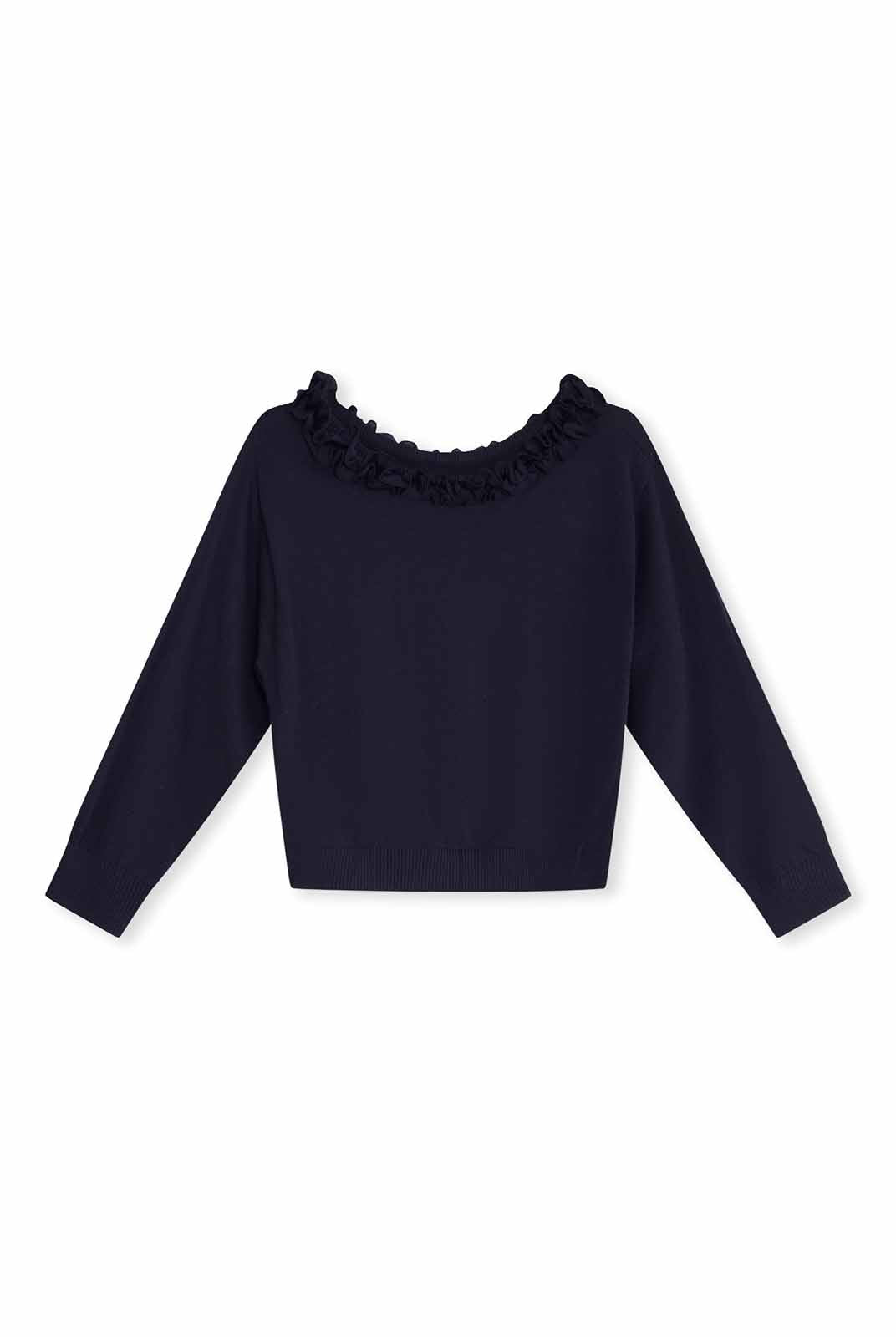 ASOBIO Wool Blend Ruffled Pullover Sweater