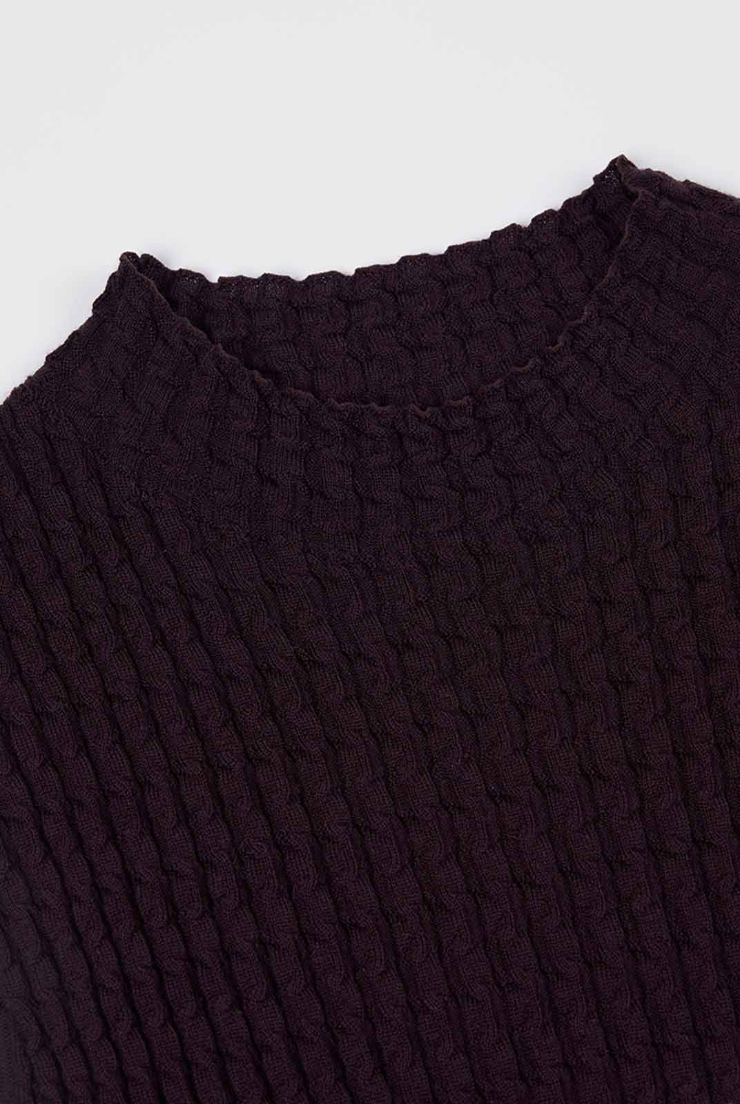 ASOBIO 100% Wool Textured Mockneck Top