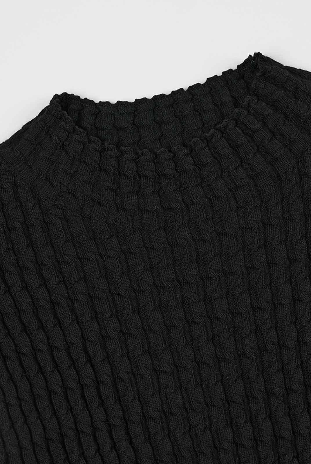 ASOBIO 100% Wool Textured Mockneck Top