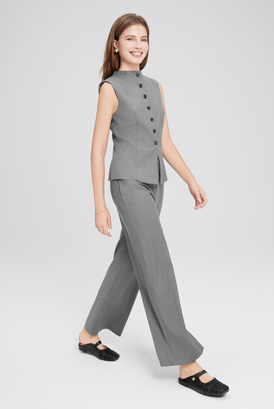 ASOBIO Wool Blend Sleeveless Mockneck Vest