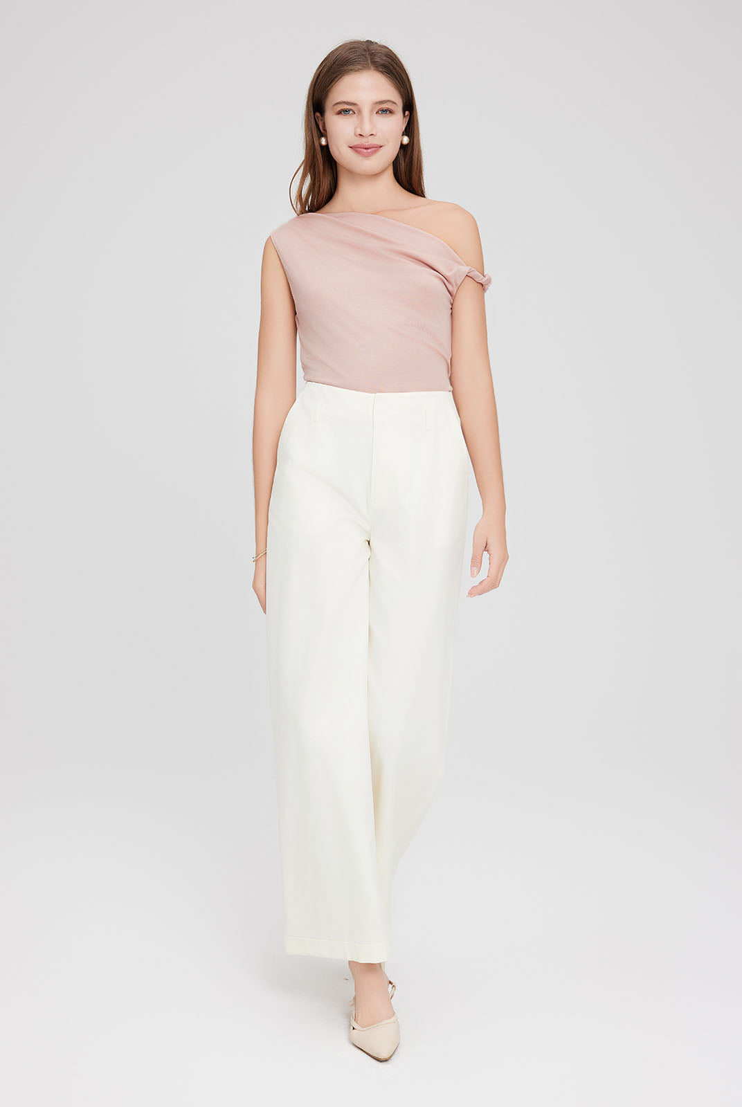 ASOBIO Sculpted Asymmetric Knit Top