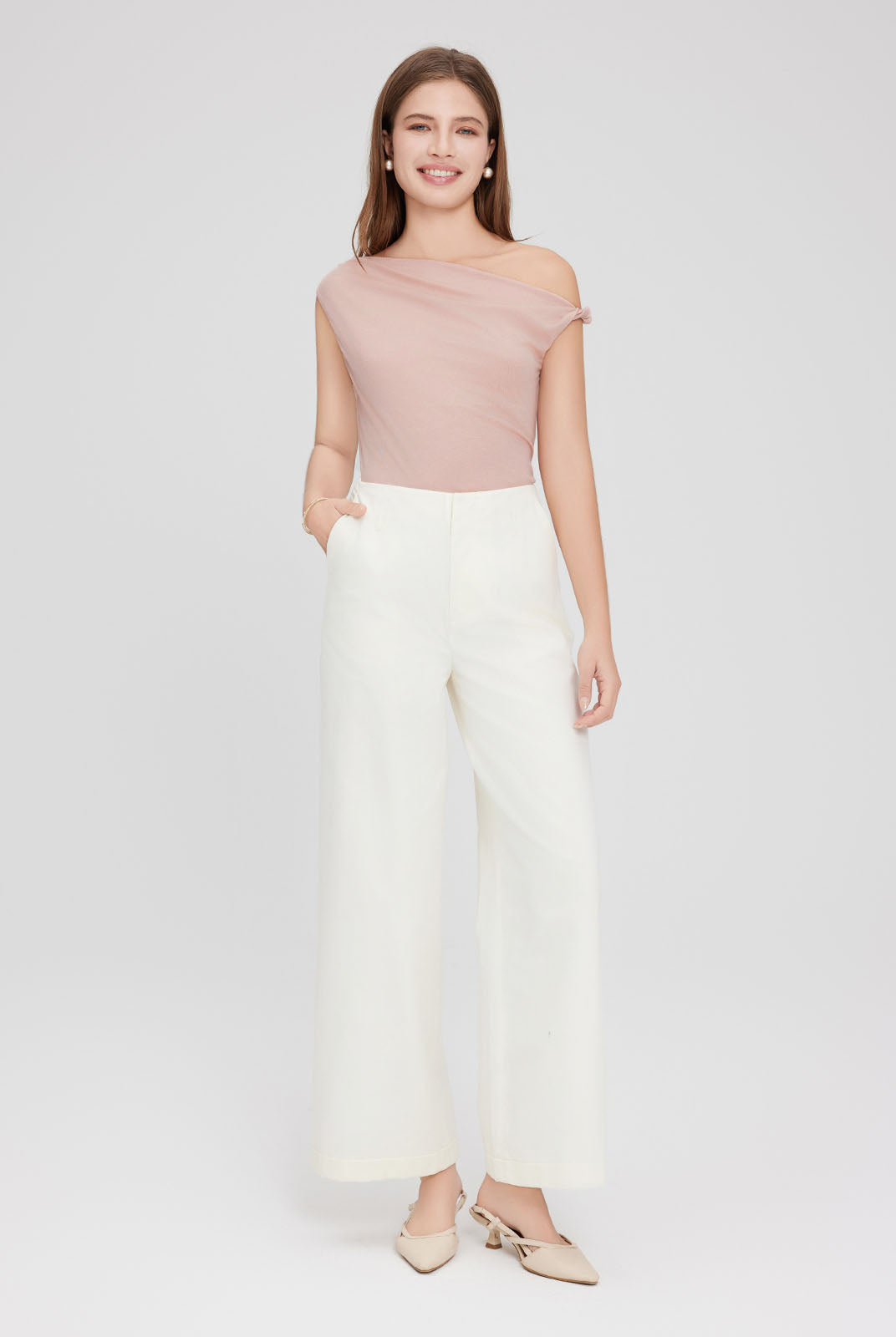 ASOBIO Sculpted Asymmetric Knit Top
