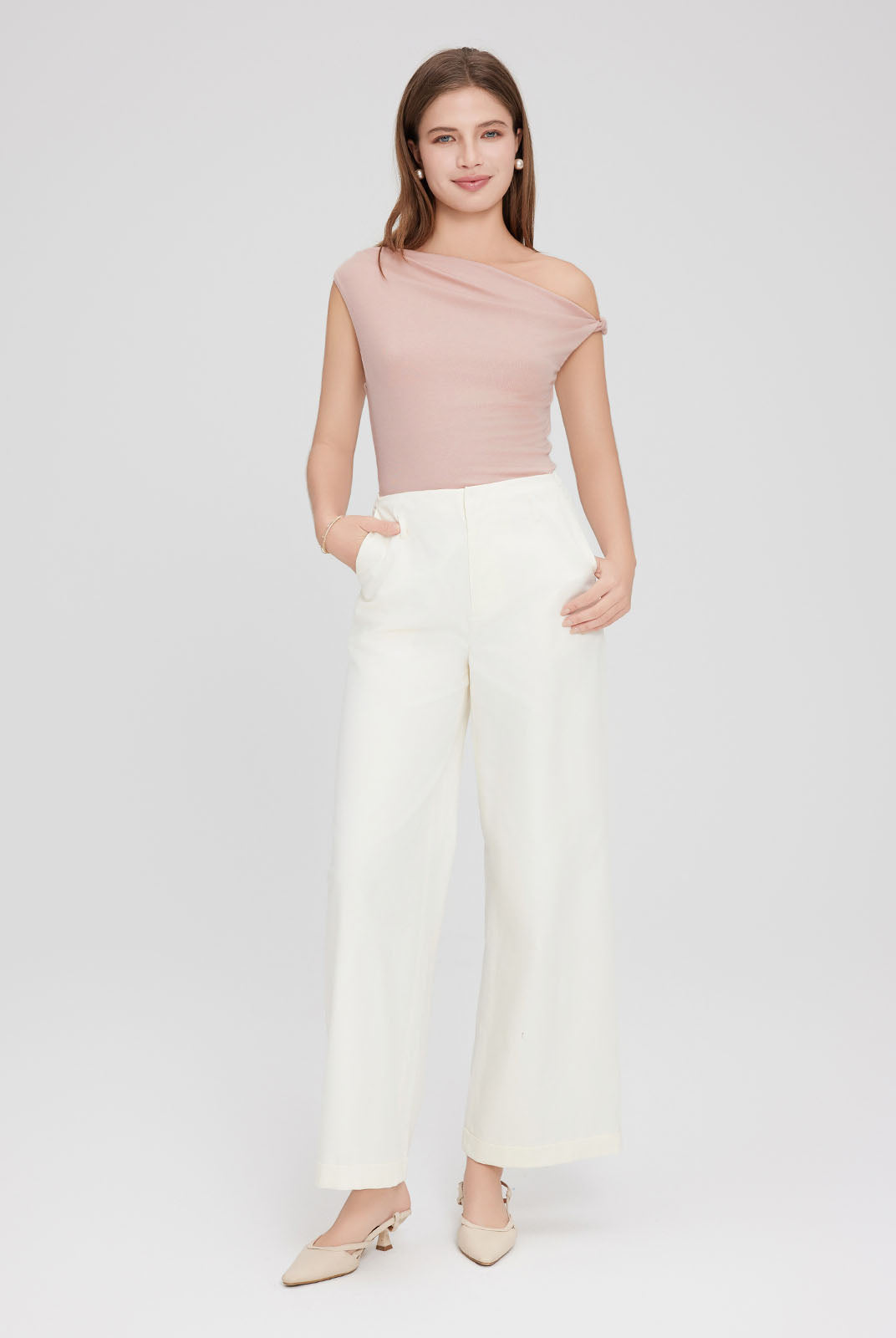 ASOBIO Sculpted Asymmetric Knit Top