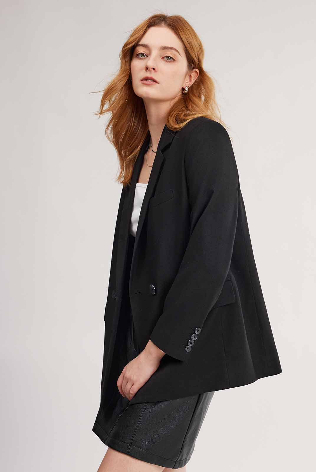 Double-Breasted Wool Blend Blazer